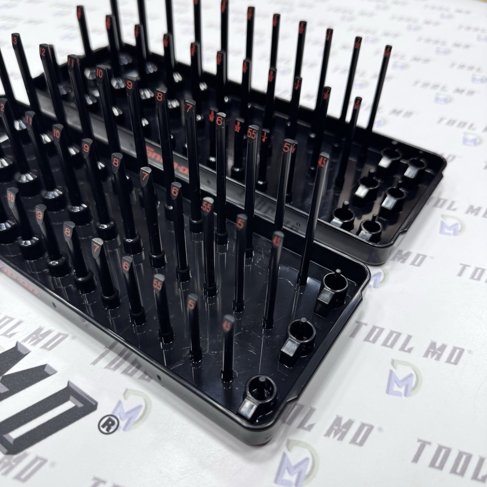 Snap-on Tools 2pc BLACK 1/4″ Metric & SAE 3 row socket trays KA143METBK