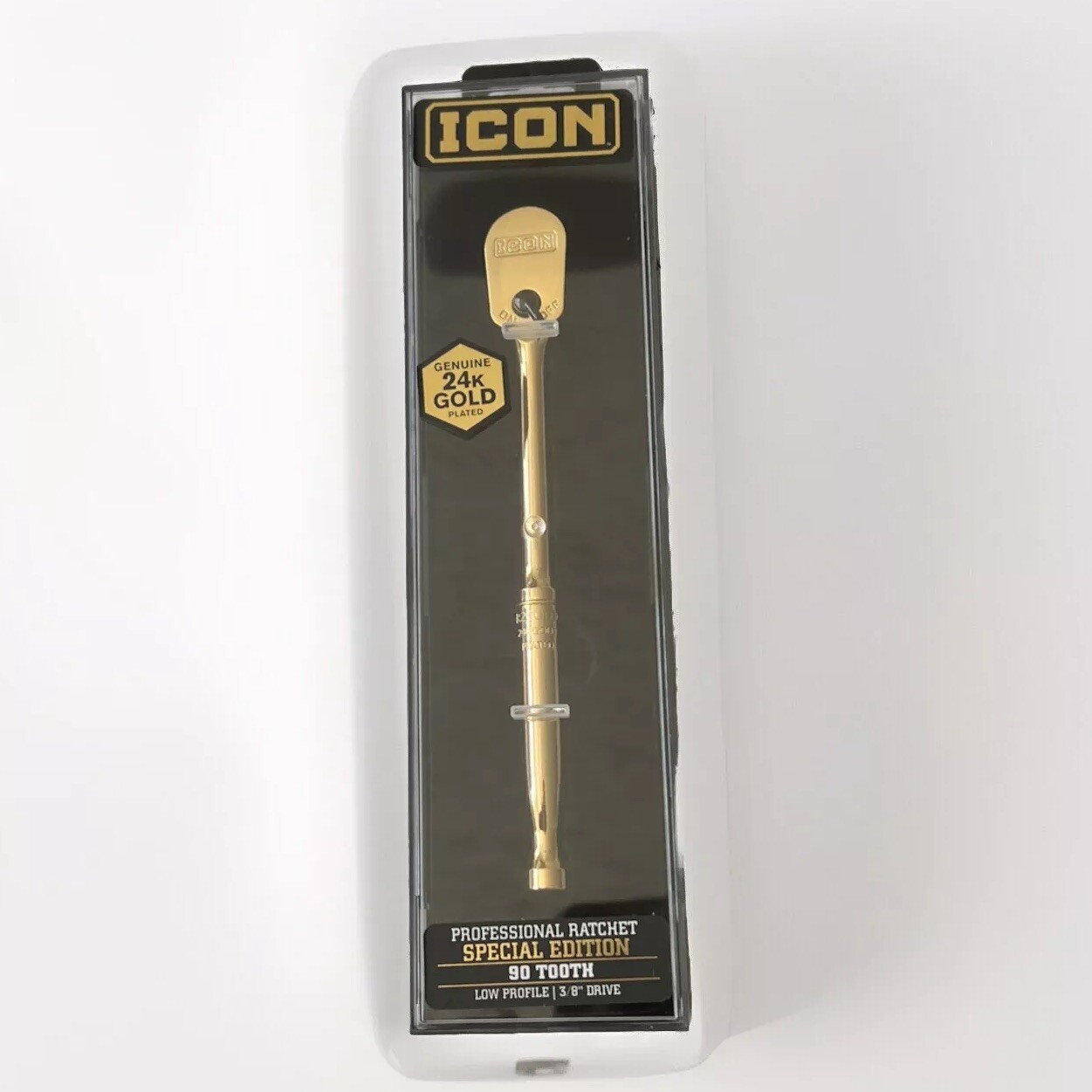 ICON Professional Ratchet 90 Tooth Low Profile 3/8 Inch Drive 24k Gold Plated