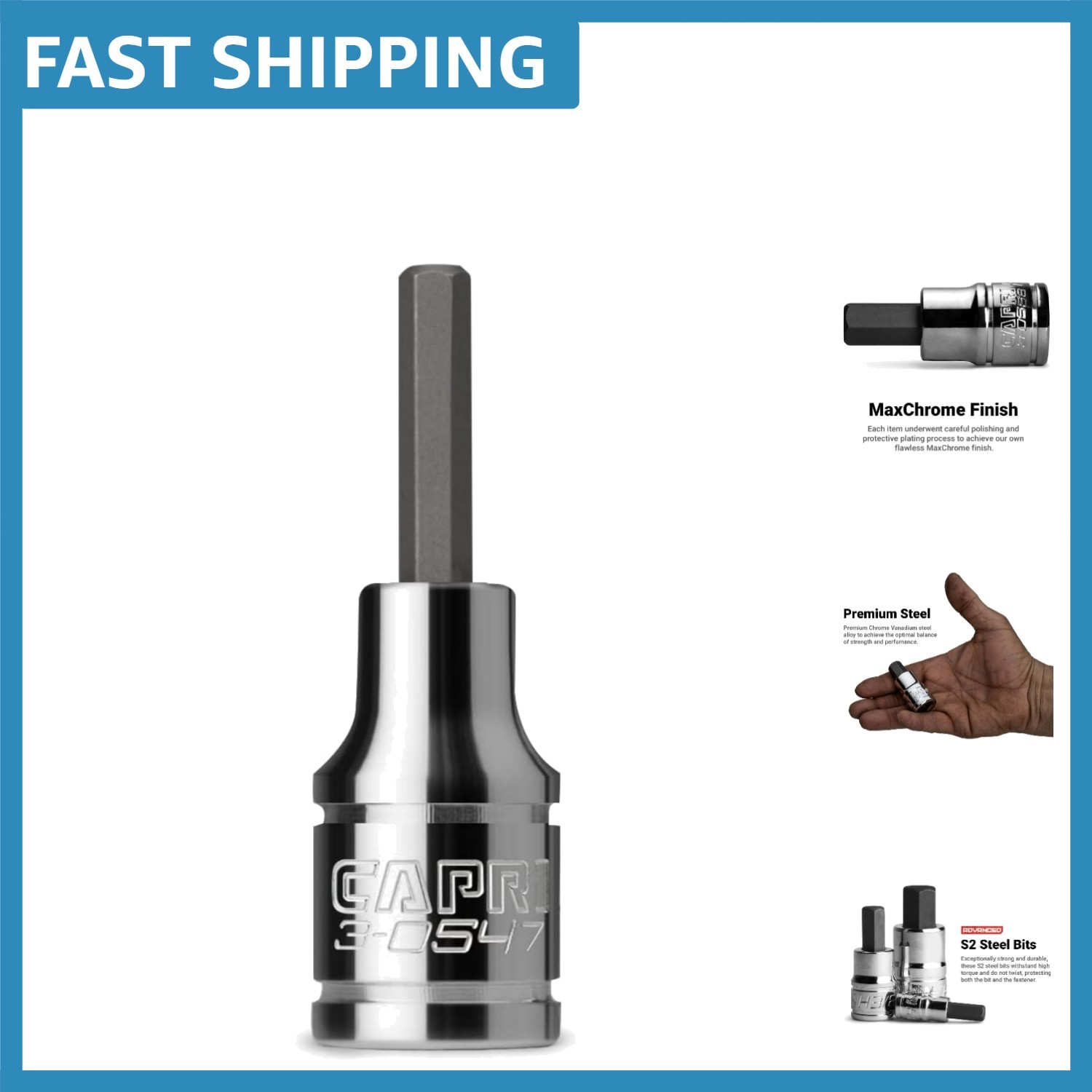 Robust 1/4-Inch Drive Hex Bit Socket, 1/8-Inch – Chamfered Design for Smooth Fit