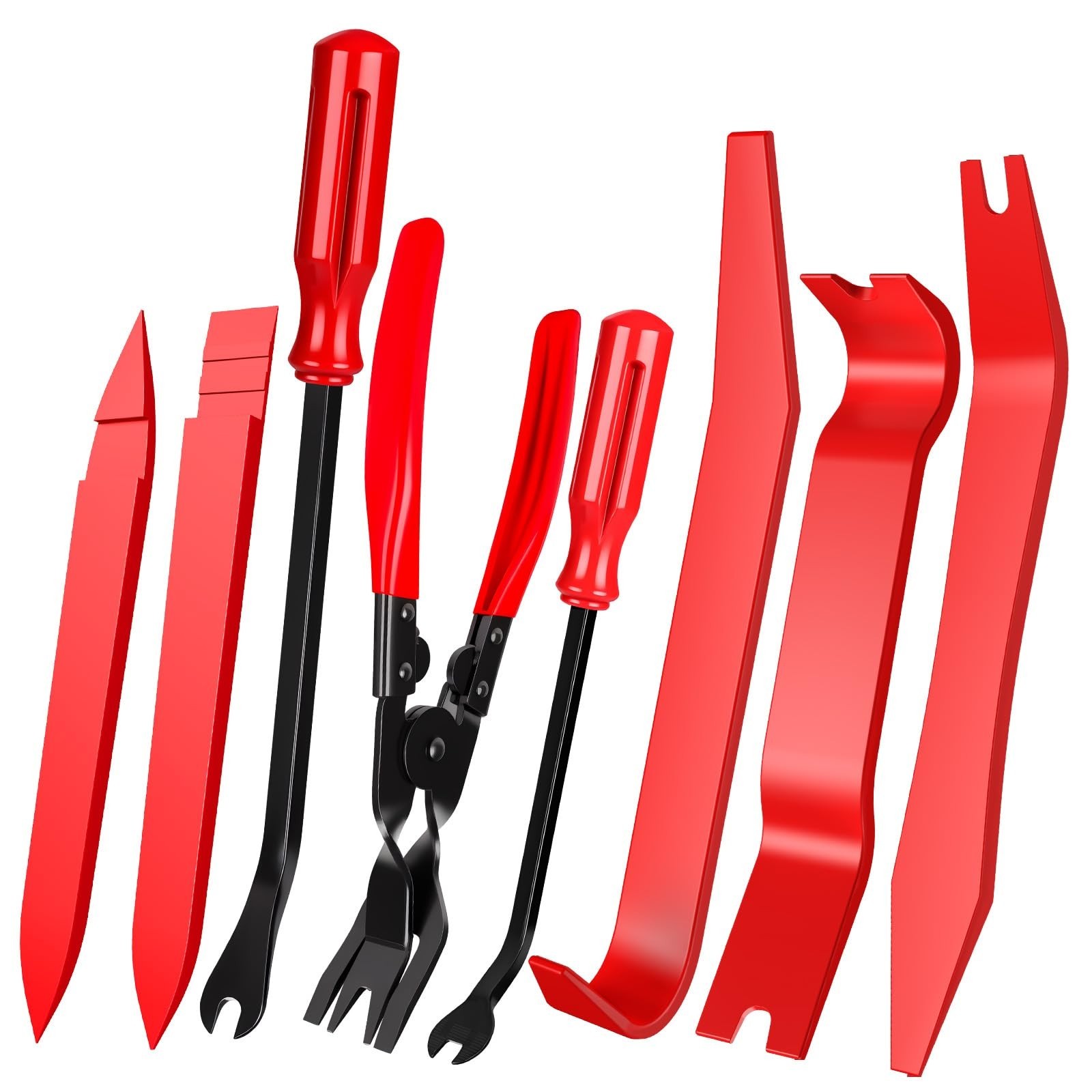8 Pcs Auto Trim Removal Tool Kit – Non-Scratch Pry Tools & Fastener Pliers for C