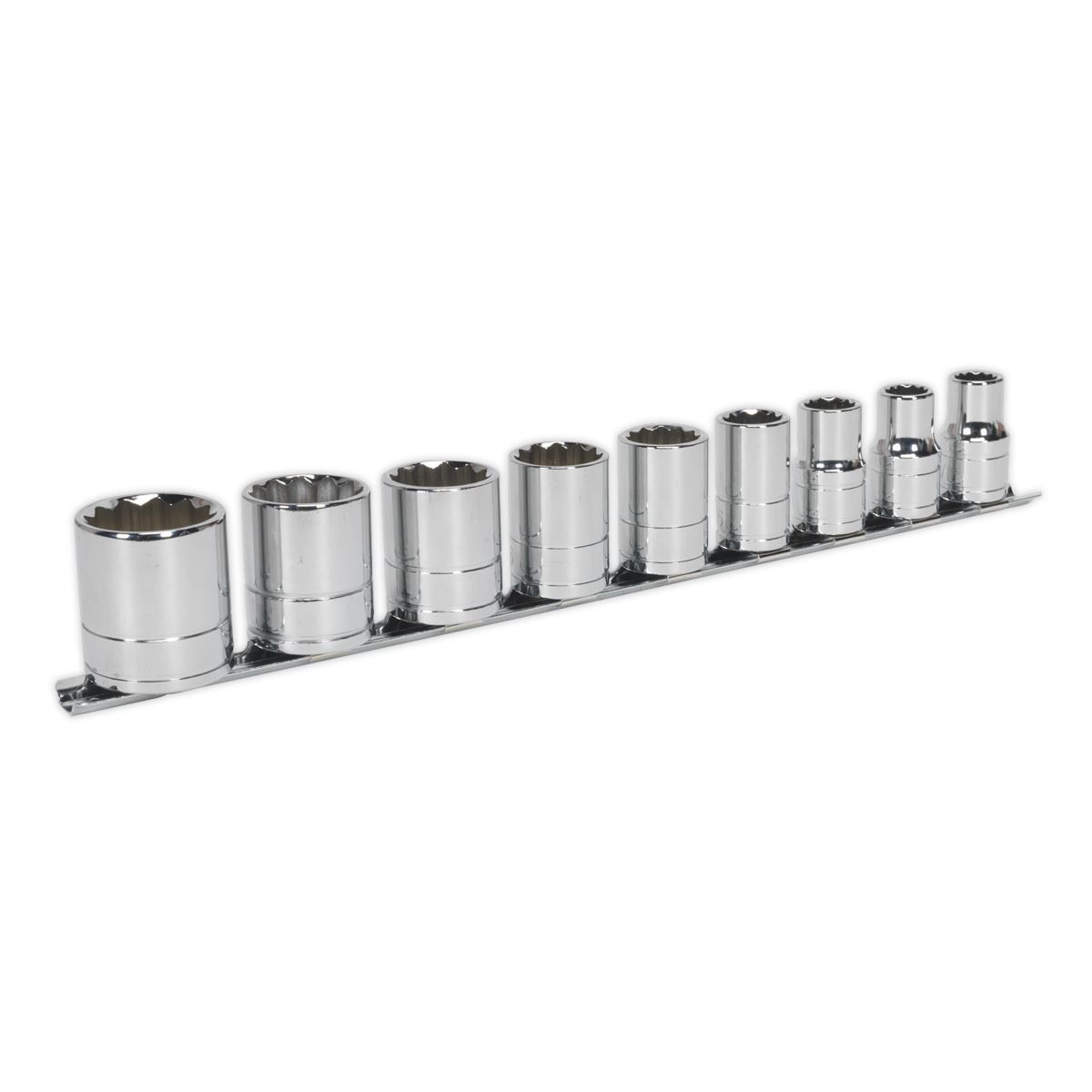 Sealey Whitworth Socket Set 9pc 1/2″Sq Drive Bi Hex Standard Length AK2677