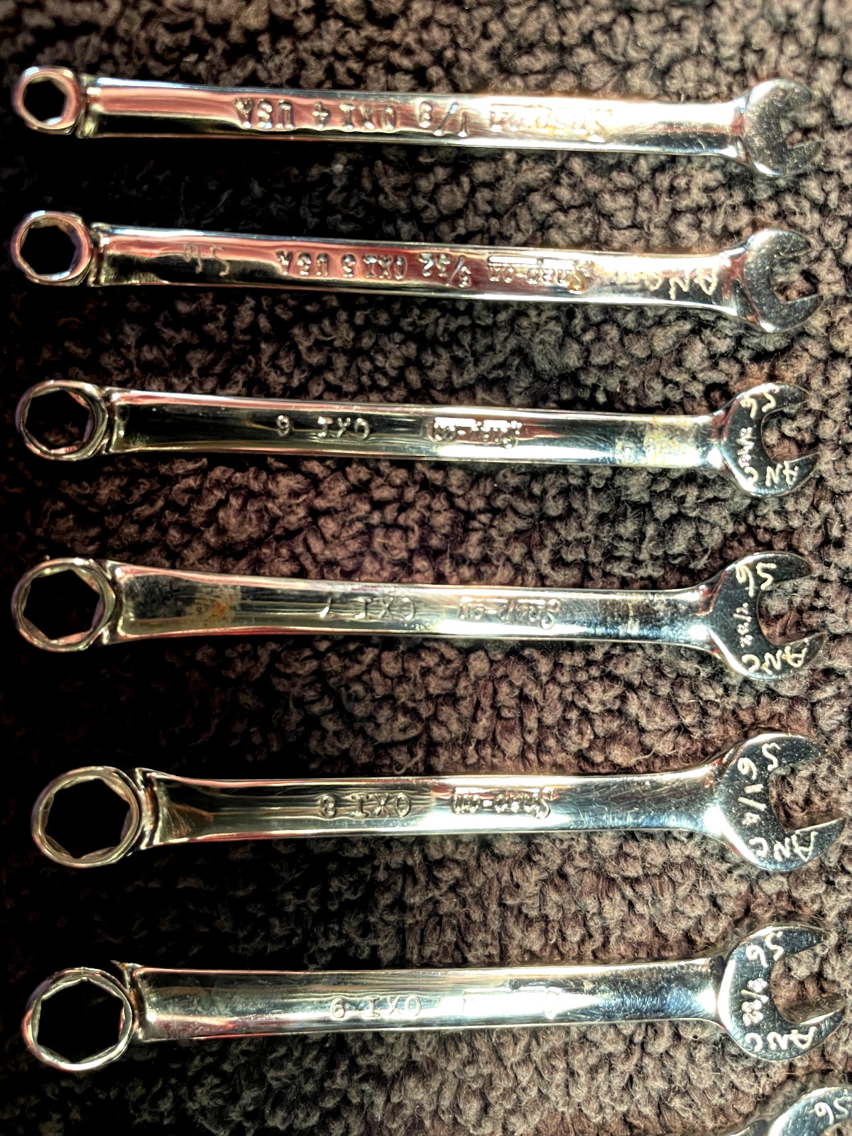 Vintage Snap-On C90 Ignition Wrench Set. 9 Pieces underlined logo