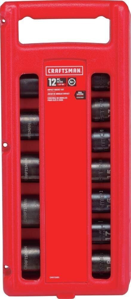 12Piece 1/2″ Impact Socket Set Metric Corrosion Resistance Black Oxide Finish