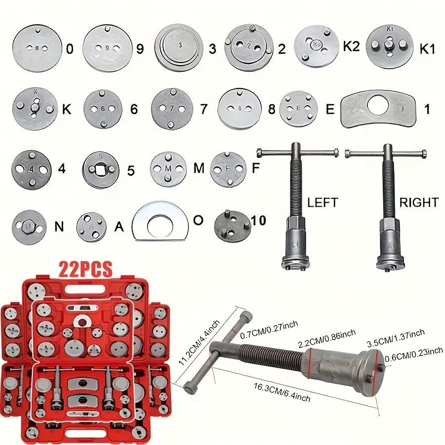 Industrial Heavy-Duty 22pcs Brake Caliper Piston Reversing Tool Kit | Profession