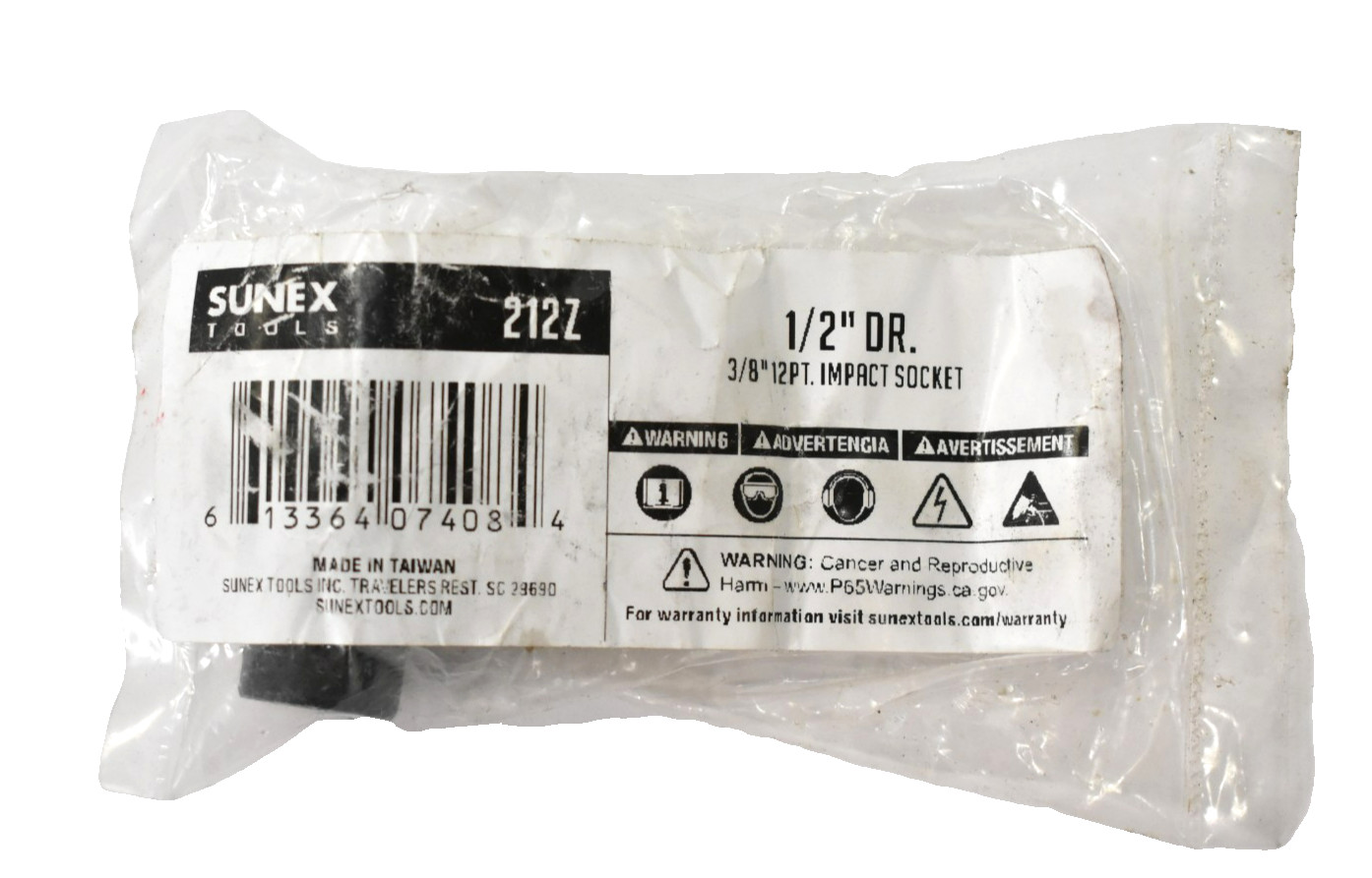 Sunex 212Z 3/8″ 12 Point Impact Socket 1/2″ Drive Shallow Standard Tool