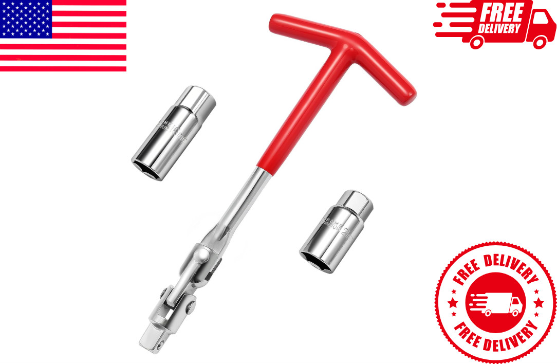 3Pcs Spark Plug Socket Wrench Set T-Handle Universal Tool Kit