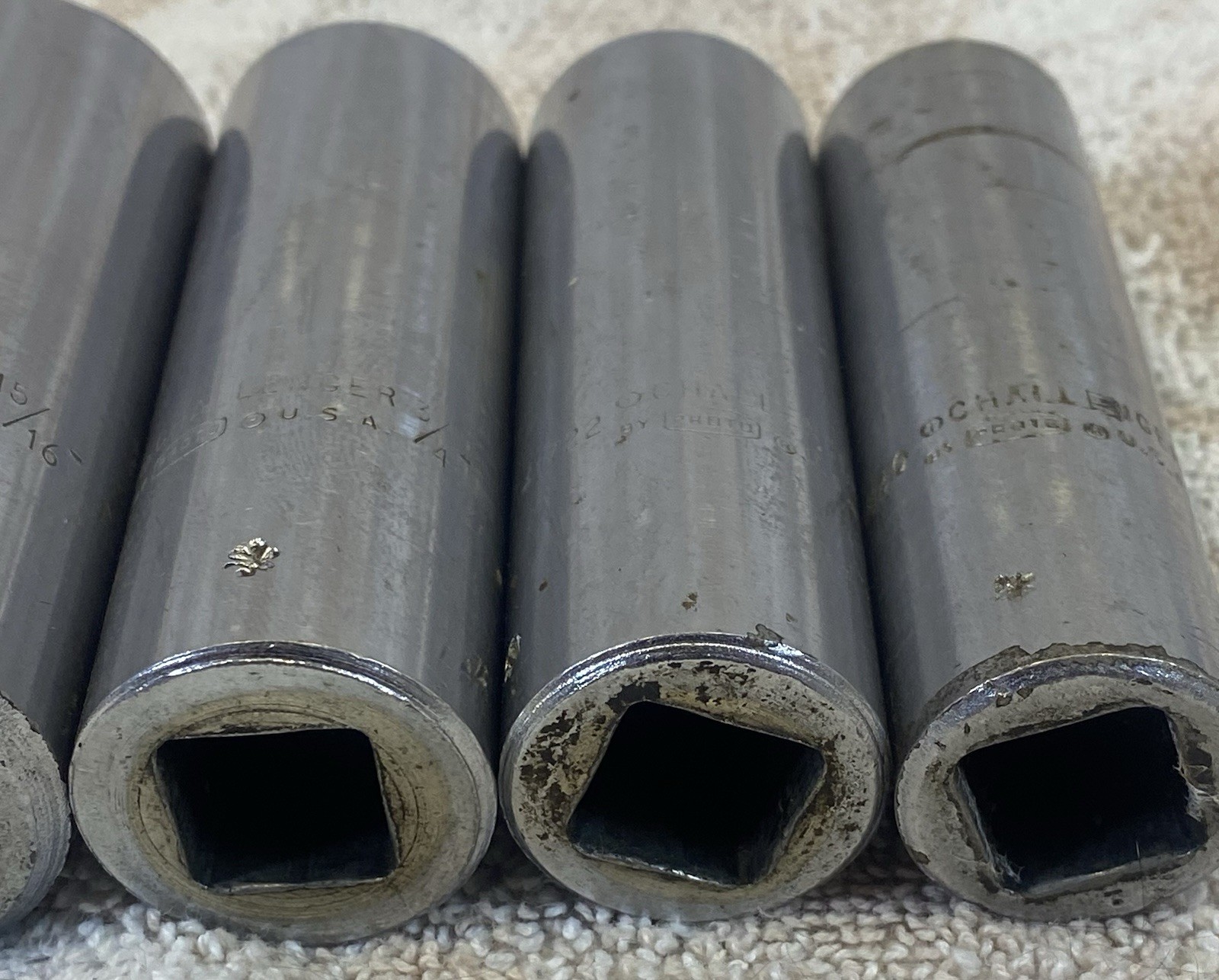 Lot Of 5 – Proto Challenger 1/2” Drive Deep Sockets 15/16 – 5/8 Inch USA SAE