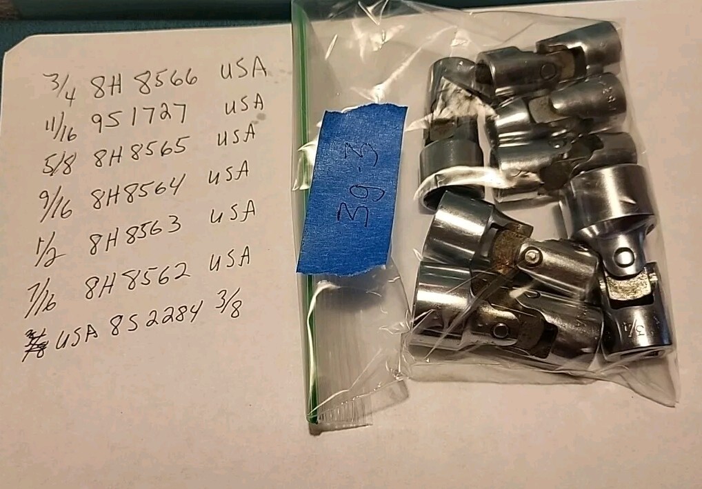 3/8″ DR Industry swivel sockets 3/8″-3/4″ USA 8H8566,8H8565,8H8564,8H8563,8H8562