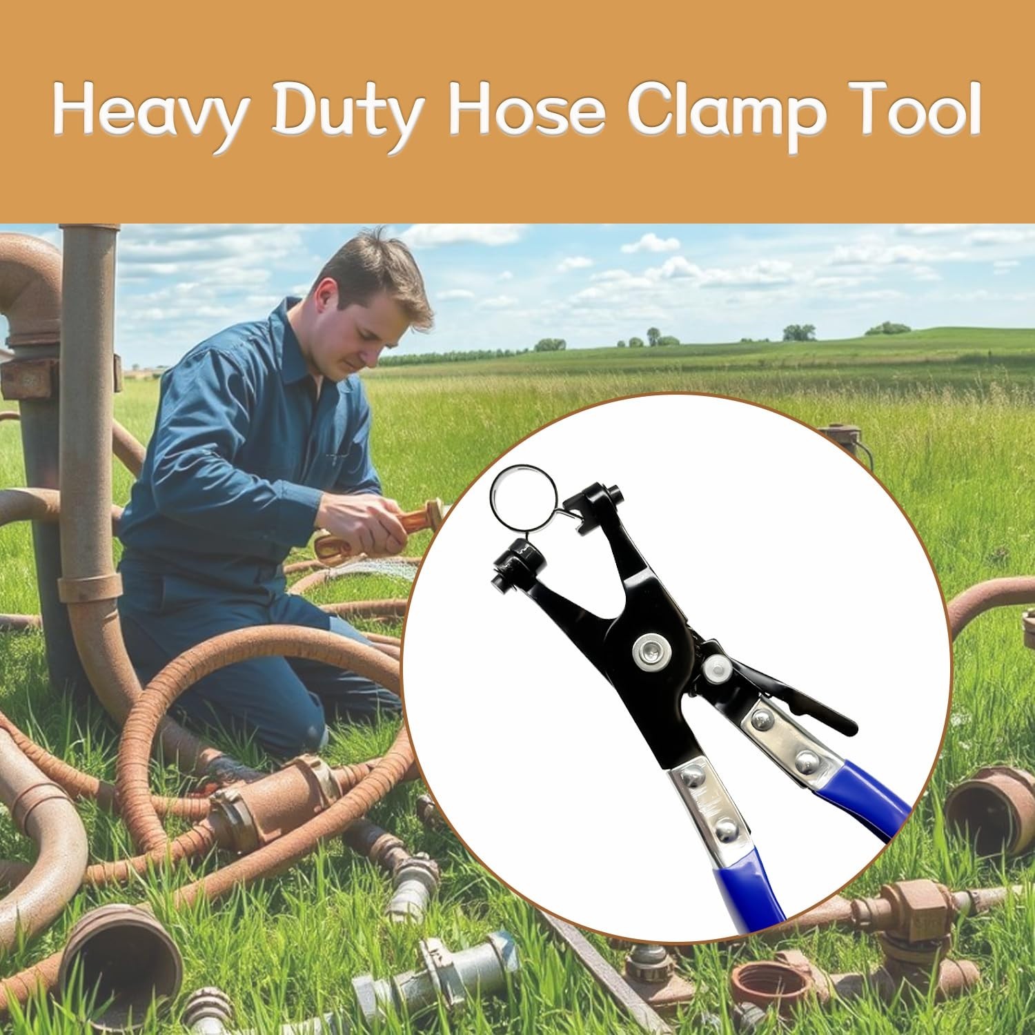 Automotive Hose Clamp Pliers with Swivel Flat Band & Zinc Clamps