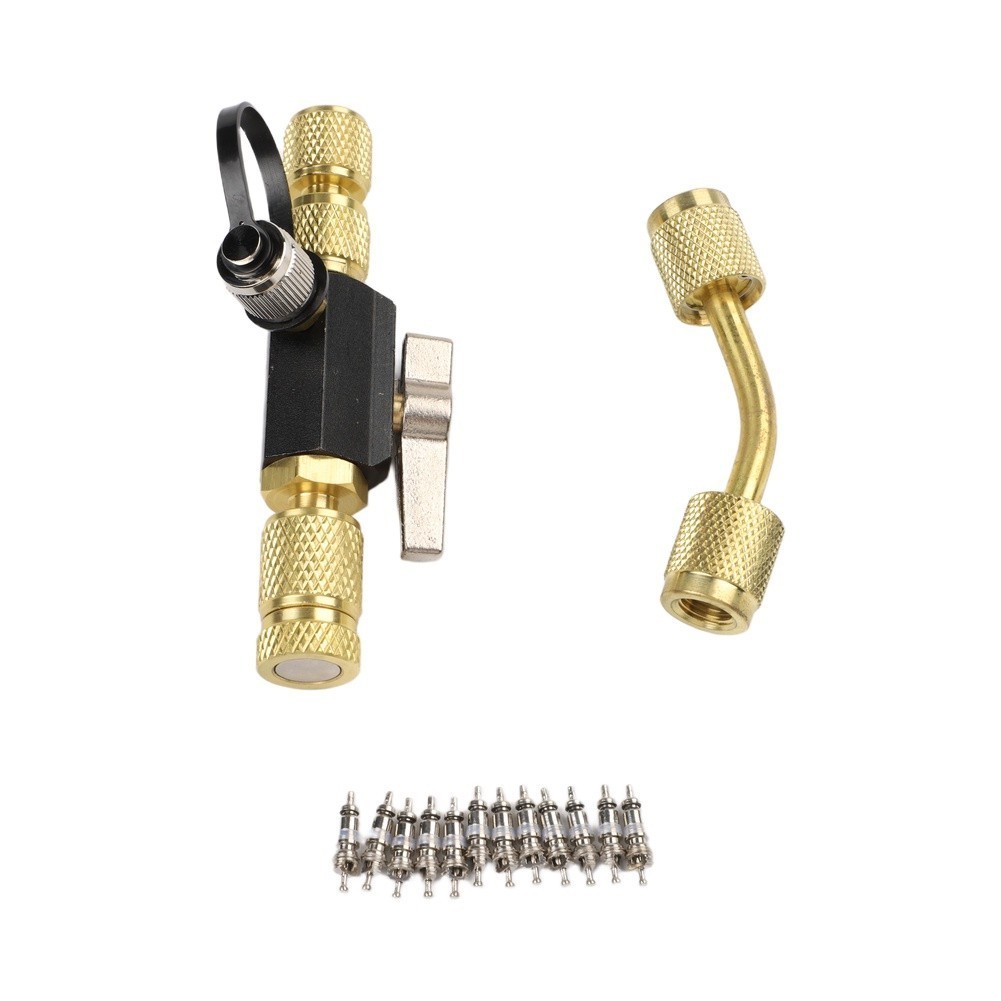 HVAC Valve Core Removal Tool Set with 14 SAE Extension and Multiple Valve Sizes