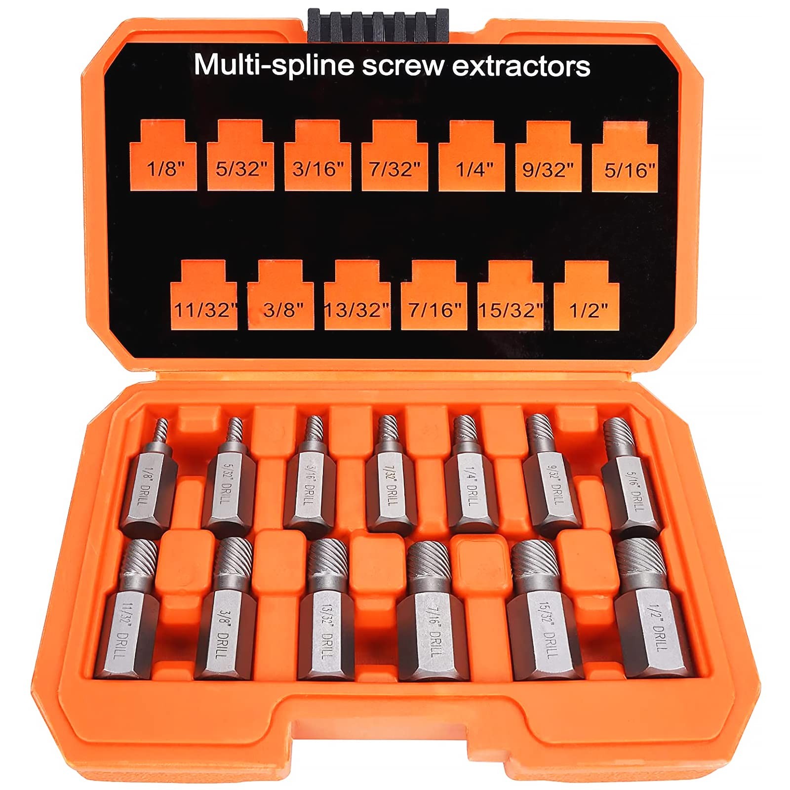 Extractor Tornillos Allen Barridos Dañados Set 13 PC Hex Multi-Spline Acero CrMo