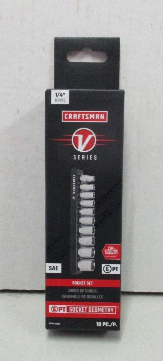 Craftsman V Series 1/4″ Dr. 6 Pt SAE Socket Set- Magnetic Rail CMMT17300V