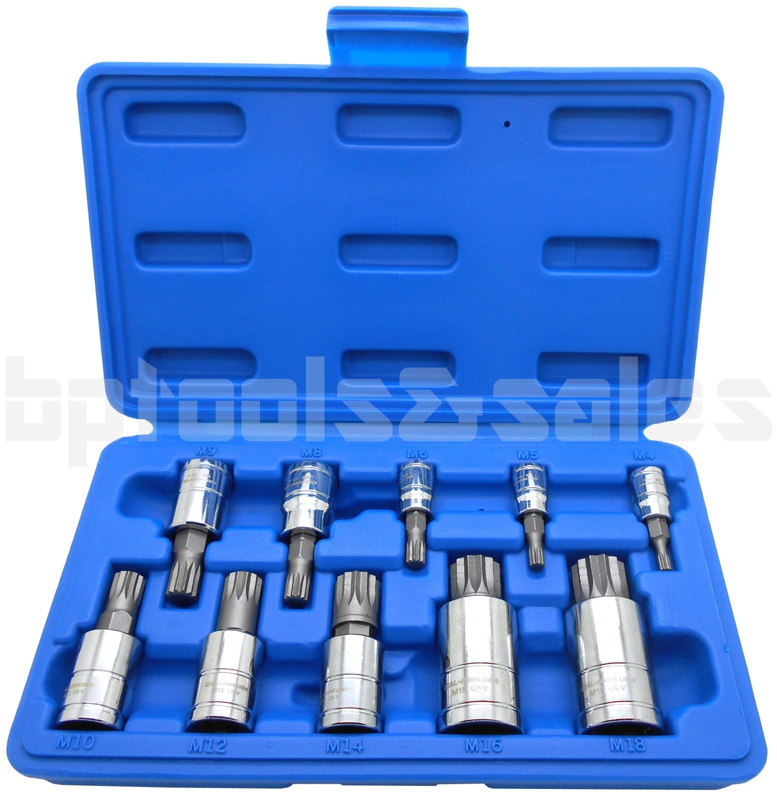 10pc XZN 12 Point MM Triple Square Spline Bit Socket Set Tamper Proof Bits