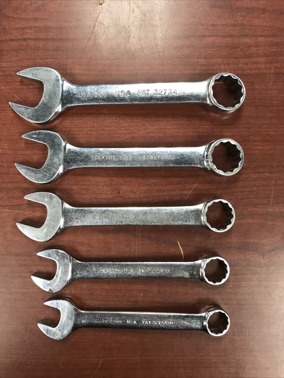 5 Snap-on OEX (300, 280, 260, 220, 200) Stuby SAE Combination Wrenches