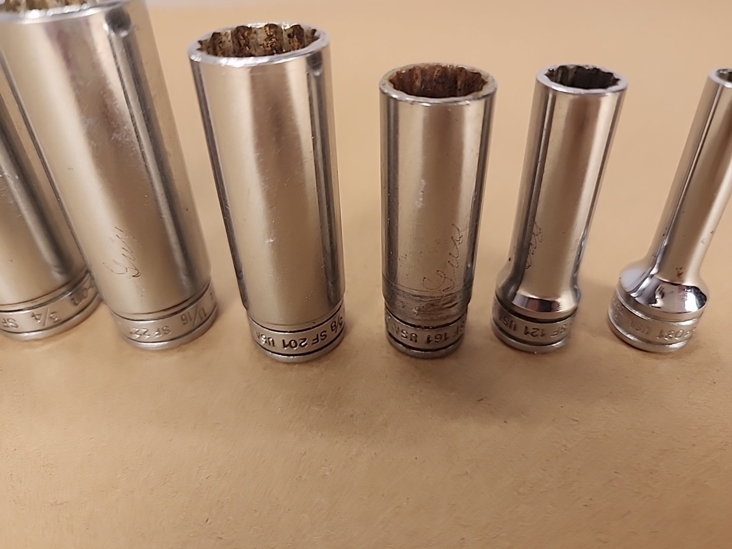 Snap-on Tools 8pc 3/8″ Drive SAE 12pt Deep Standard Sockets SF081-SF241