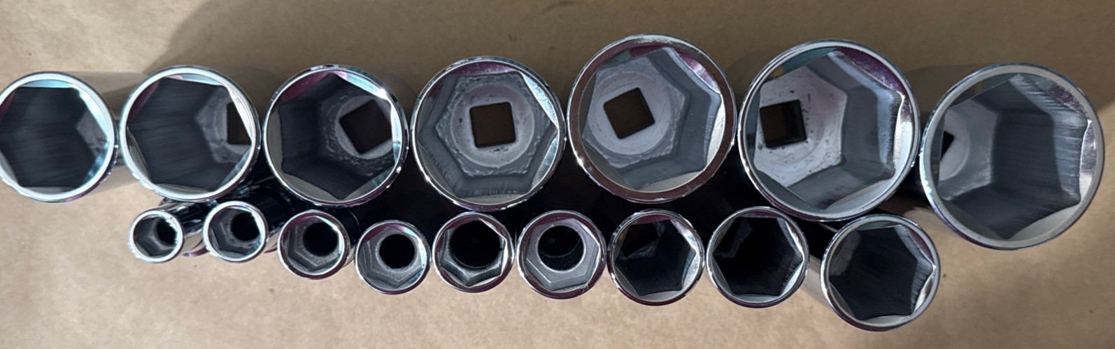 NOS VINTAGE WRIGHT TOOL 1/2” Dr SAE DEEP 16pc SOCKET SET 3/8” To 1-1/2” No 7/8”