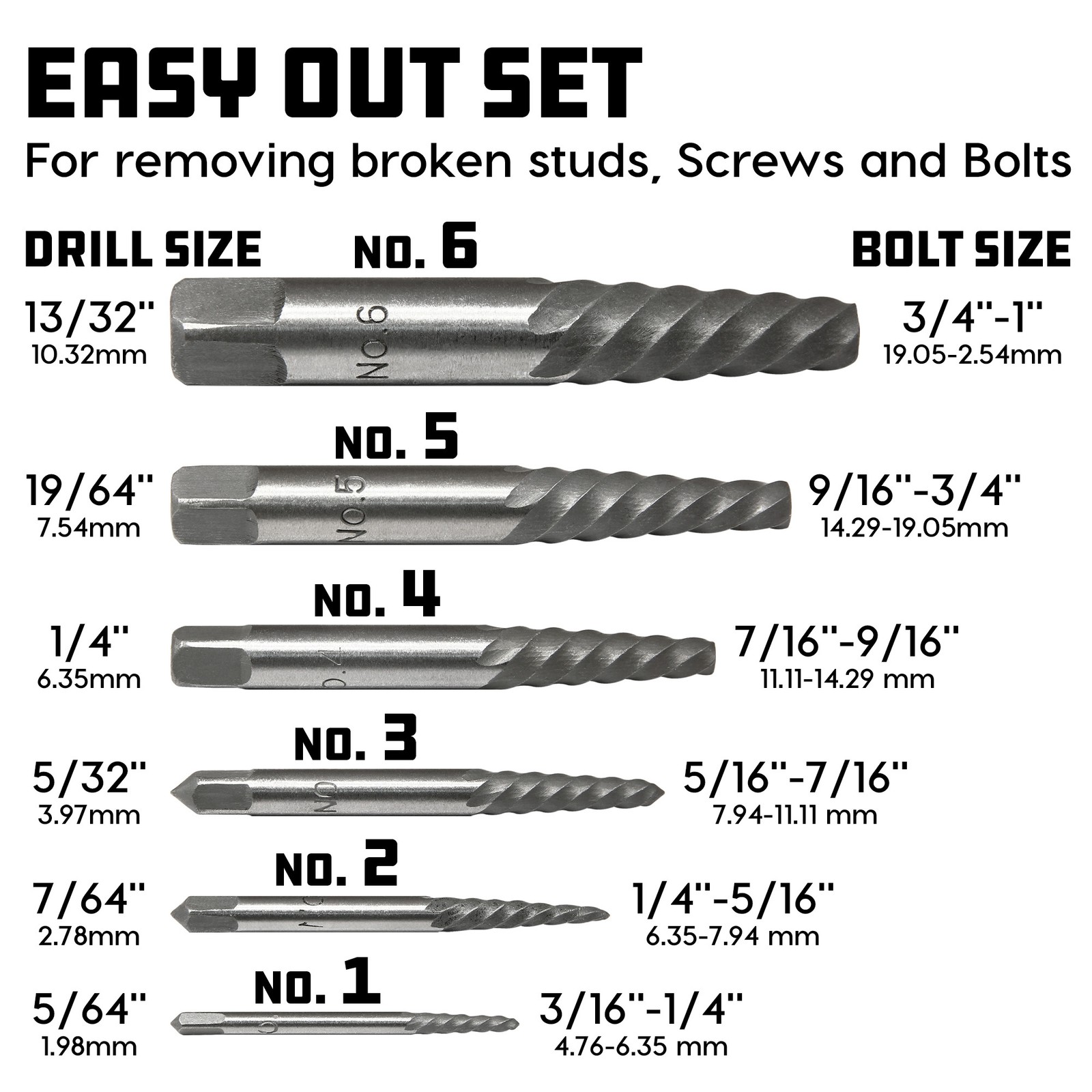 Powerbuilt 6 Piece Screw Extractor Set – 648511
