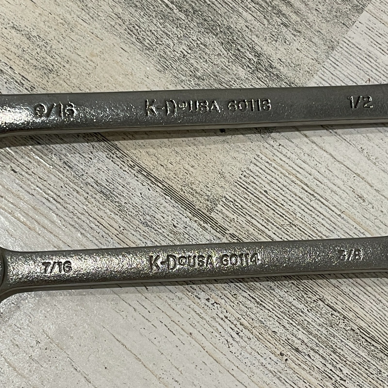 KD Tools 60114 & 60118 7/16 x 3/8 & 9/16 x 1/2 Open End Wrench 6 Pt USA Set of 2