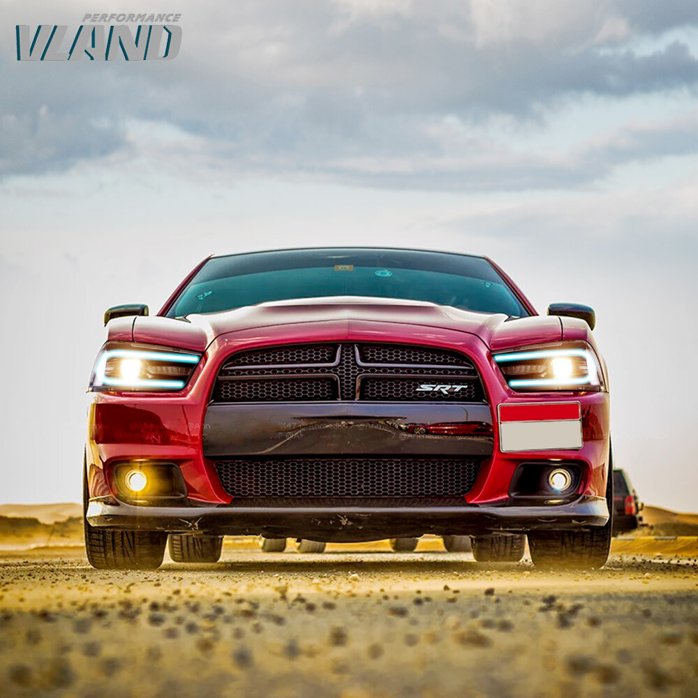 VLAND Headlights w/RGB DRL Sequential Turn+LED Bulbs For Dodge Charger 2011-2014