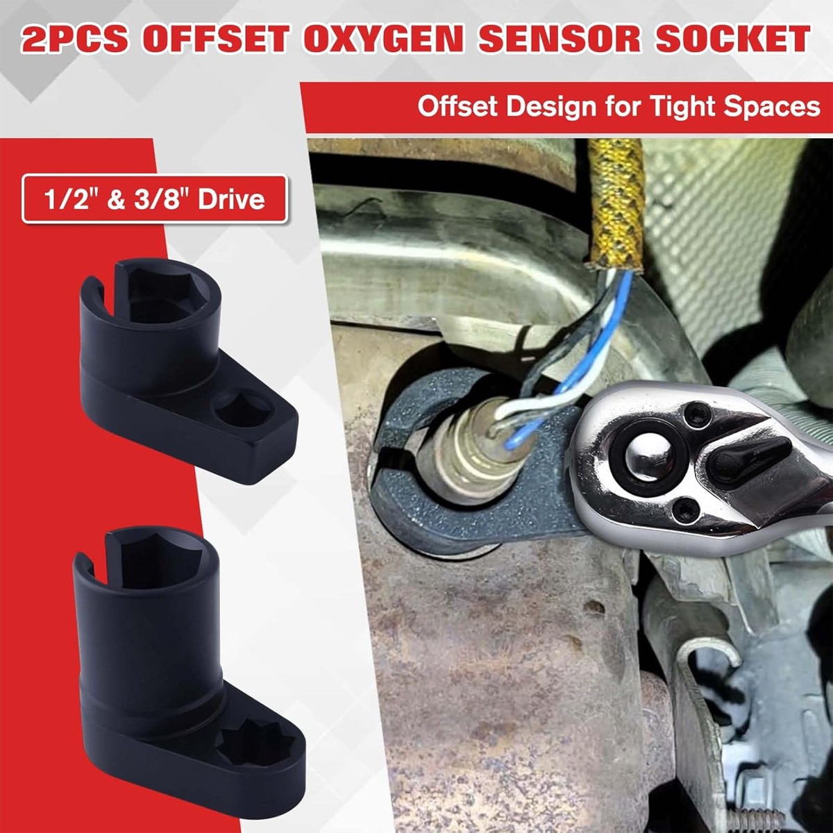 O2 Oxygen Sensor Socket Thread Chaser Set 5PCS O2 Sensor Wrench Removal Tool Kit