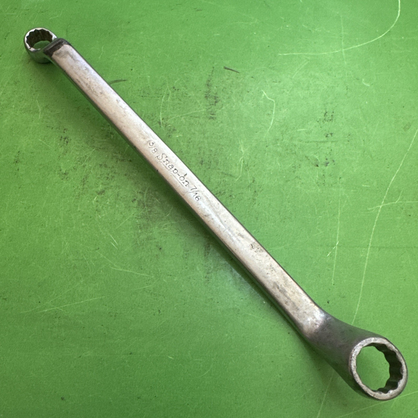 Snap-On Hand Tools USA SAE Sz 3/8″ x 7/16″ Deep Offset Box End Wrench MPN XO1214