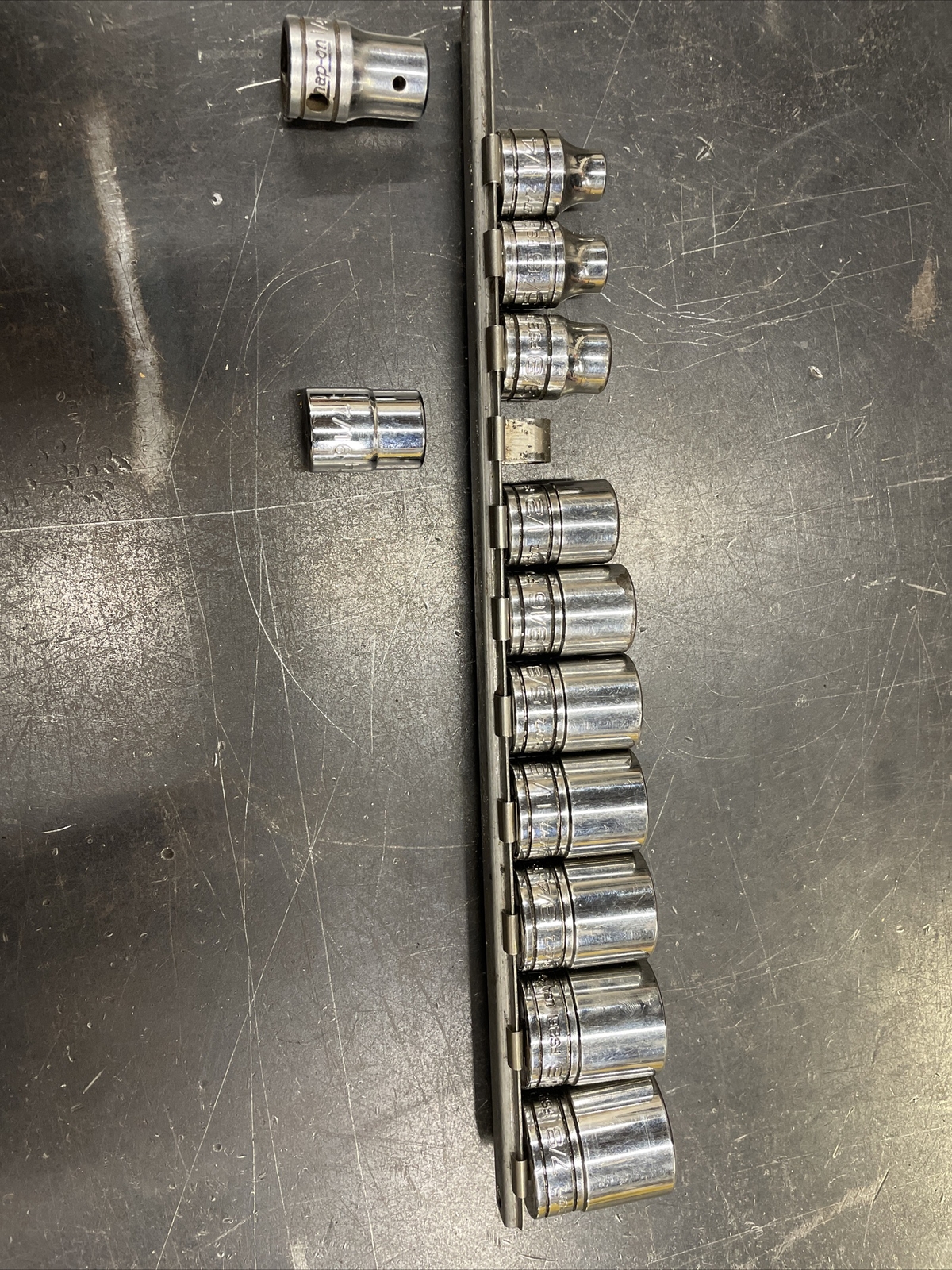 Snap-On 3/8” Dr 1/4″ to 7/8″ Shallow Set 11pc. FS081 to FS281 Snap On Rail USA