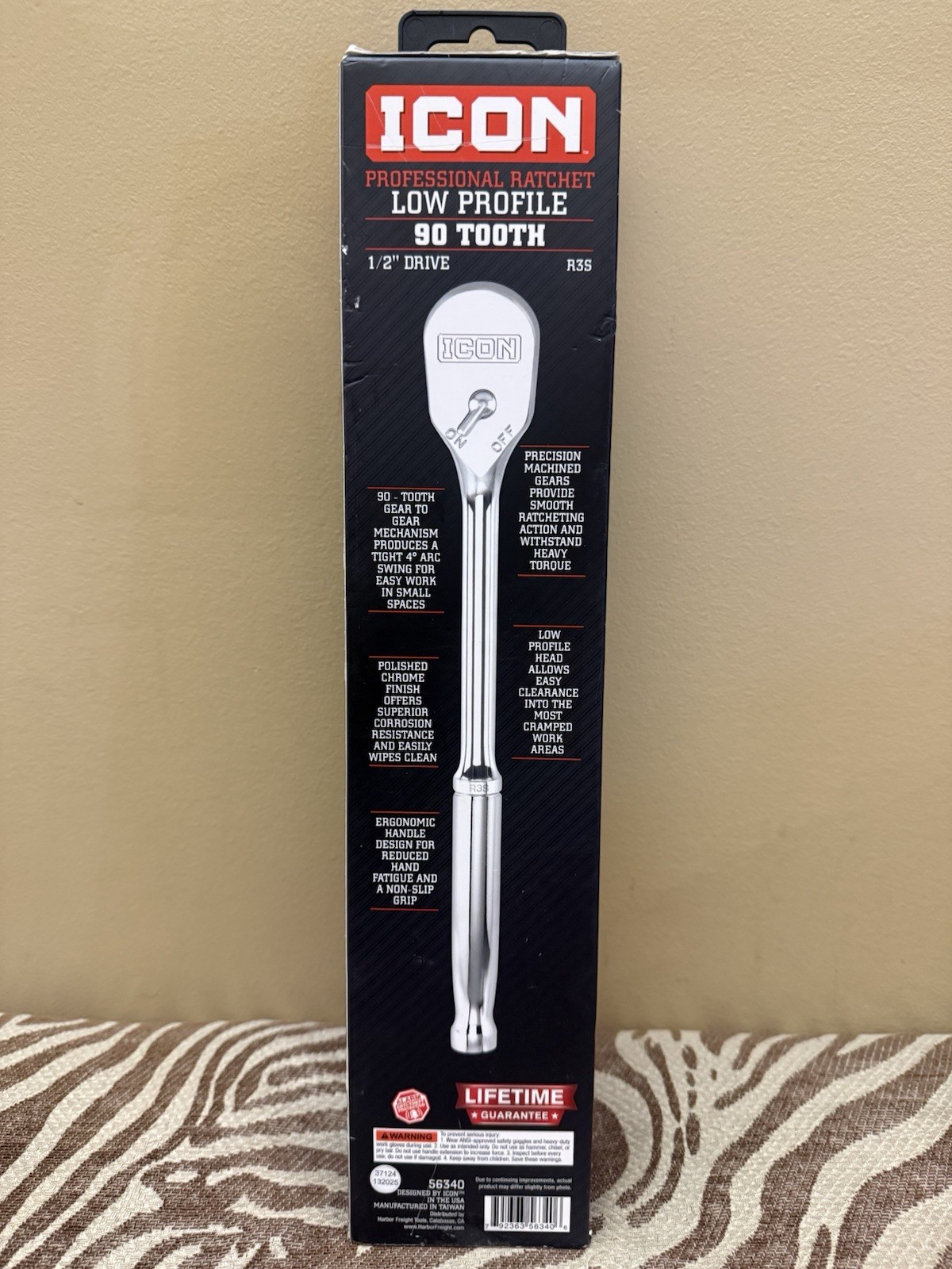 ICON 1/2 in. Drive Professional Low-Profile Ratchet 90 Tooth R3S/56340