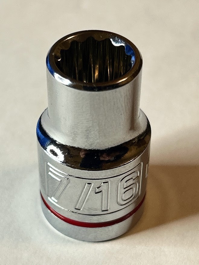 Quinn 7/16″ x 1/2″ Dr Hi-Vis Standard Socket 12 Point Free USA Shipping