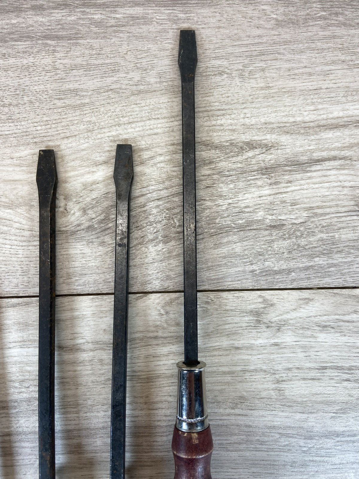 Vintage Cobra Wood Handle Screwdriver Set (6) Flathead Tools Great Condition