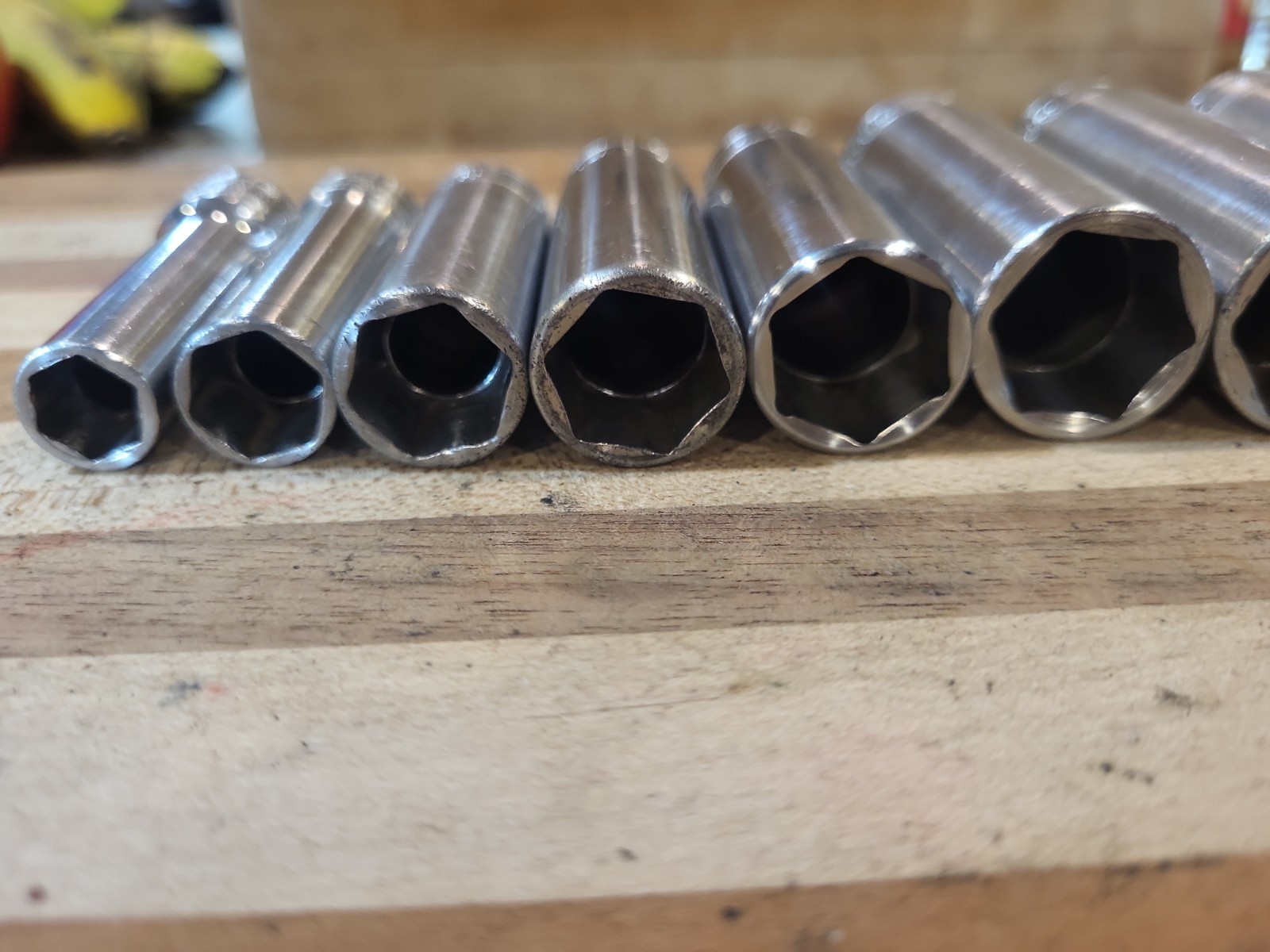 Snap-On 9 Pc. 3/8″ Dr. 6 Pt. SAE Deep Socket Set 209SFS 3/8″-7/8″ GUC 🔥 🇺🇸