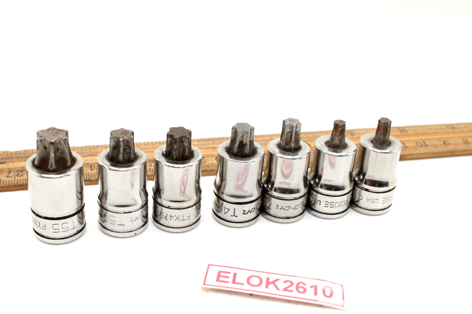 Snap-On FTX55SE-FTX27SE T55-T27 3/8″ Drive Torx 6 Piece Chrome Socket Set USA