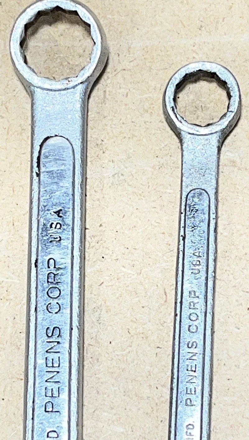2-pc PENENS CORP 12 POINT COMBINATION WRENCHES – 3/8” & 1/2” Vintage Set USA