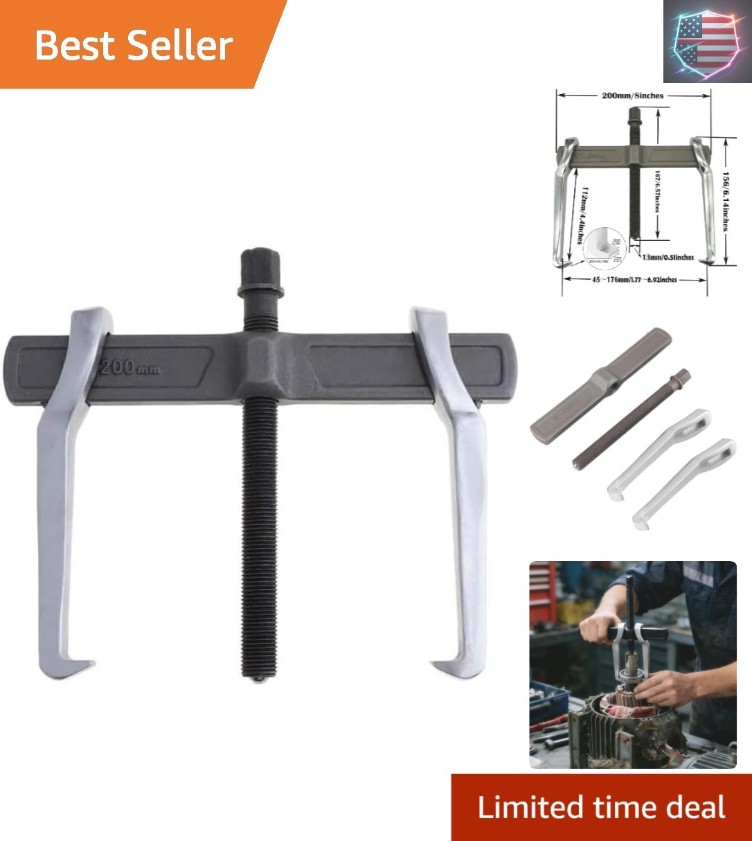 2 Jaw Puller, 2 Claw Gears Puller for Removal of Pulley Flywheel Bearing,Smal..,