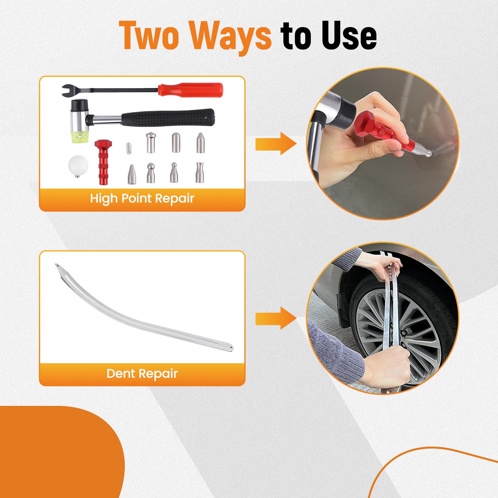 Car Fender Damage Repair Tools Flat Bar Automotive Dent Removal Kit Auto Dent