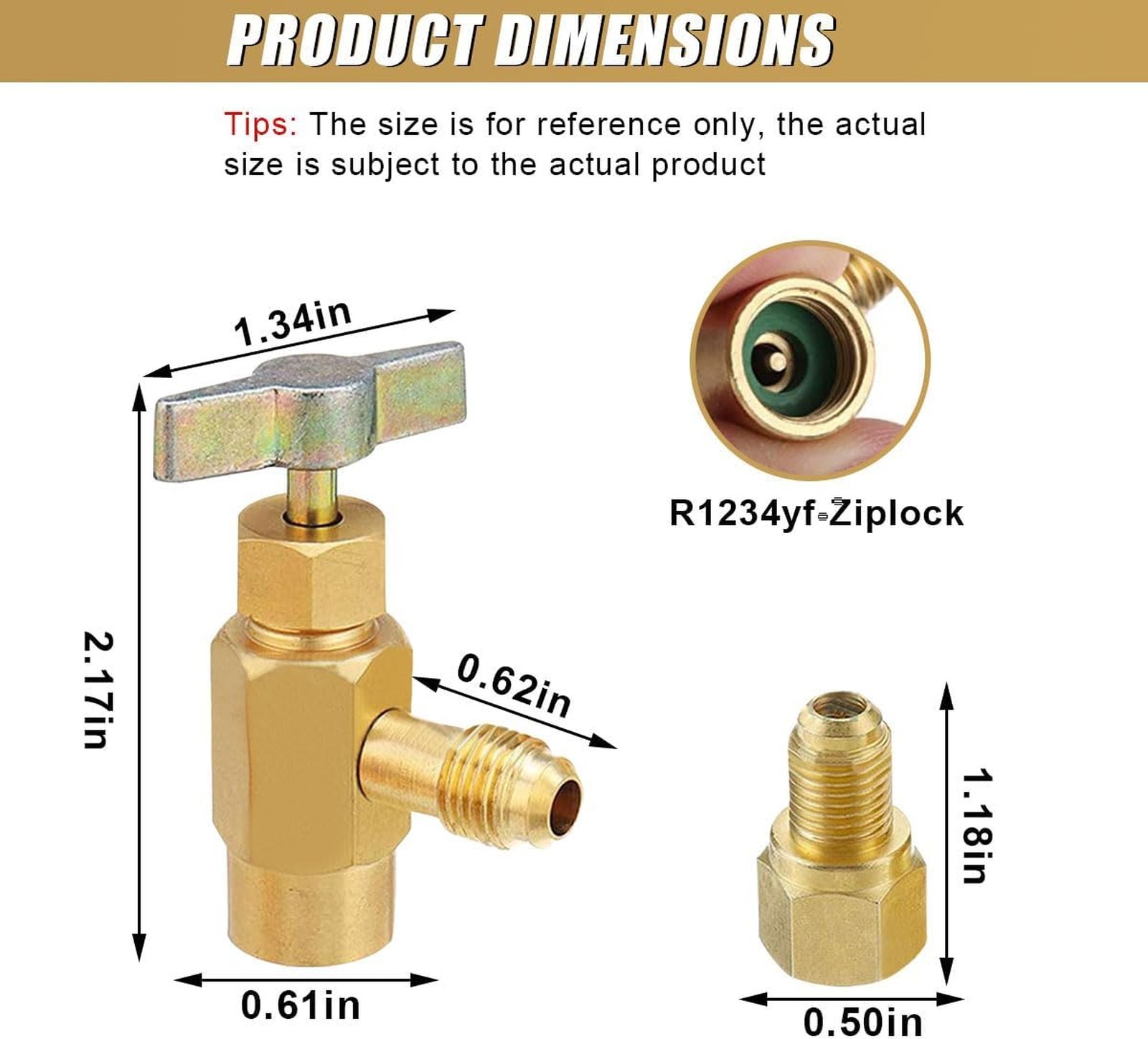 R1234YF Self-Sealing Can Tap Depressor Brass Adapter, 1/4″ SAE 1/2″ LH Thread