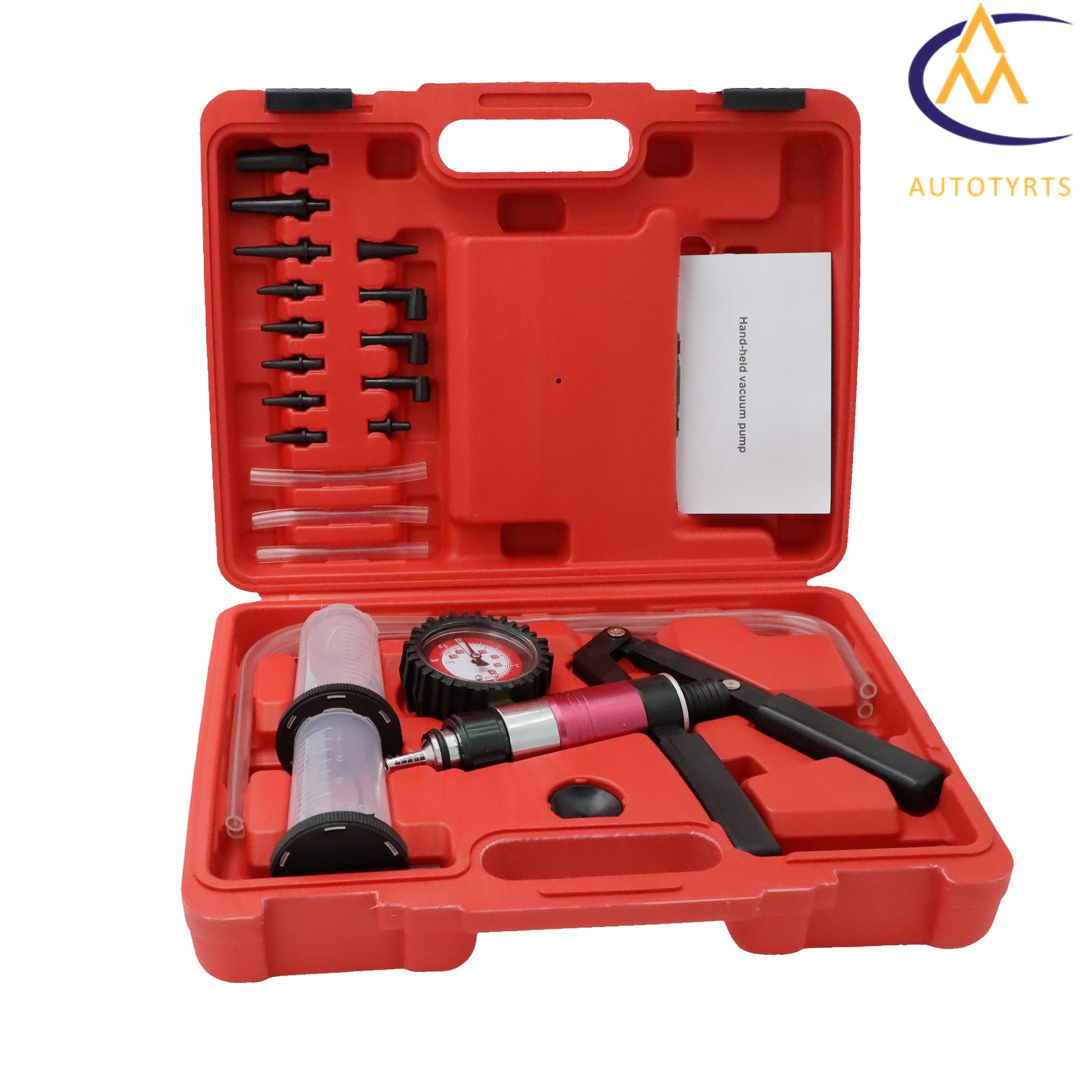 23Pcs Hand Held Vacuum Pressure Pump Tester Set Brake Fluid Bleeder Bleeding Kit