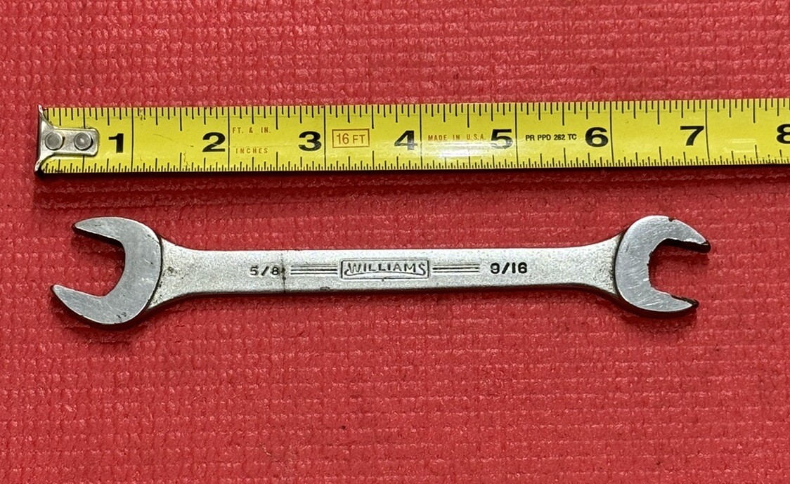 Vintage Wiliams Tools Superrench 1727, 5/8″ X 9/16″ Open End Wrench Made in USA