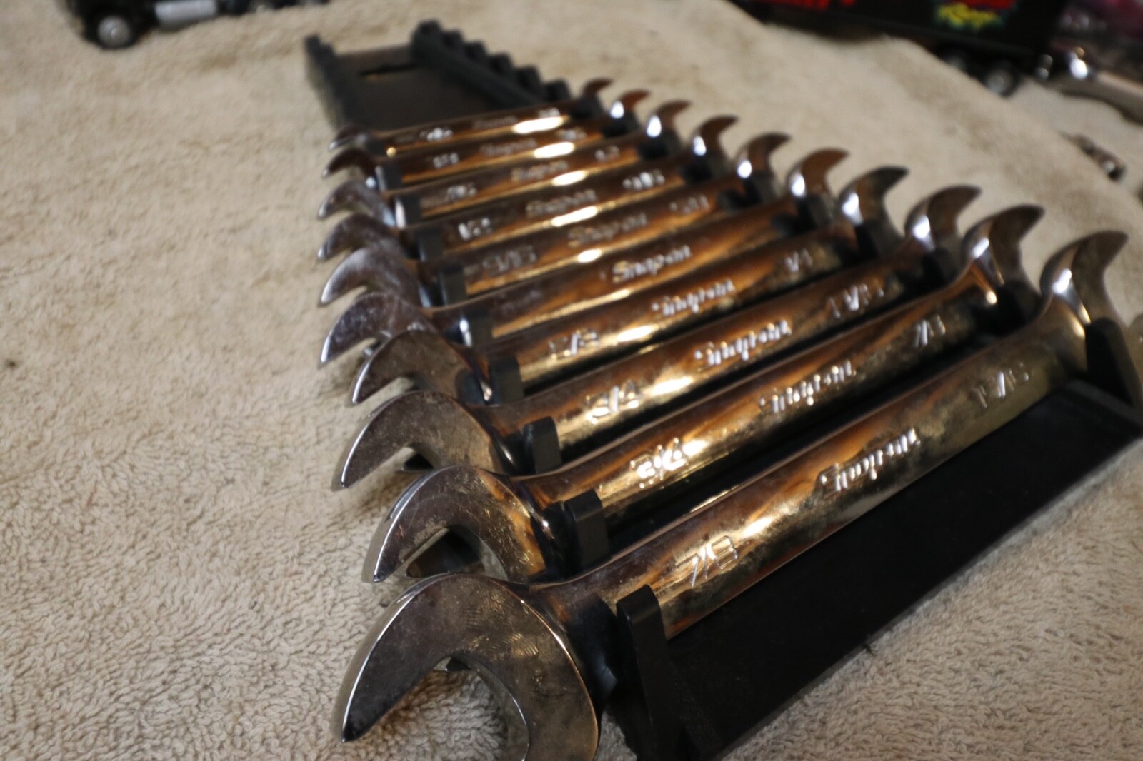 Snap-on SAE Open End Wrench 9pc. Set VOM806B USA 5/16 they 7/8 With Tray.