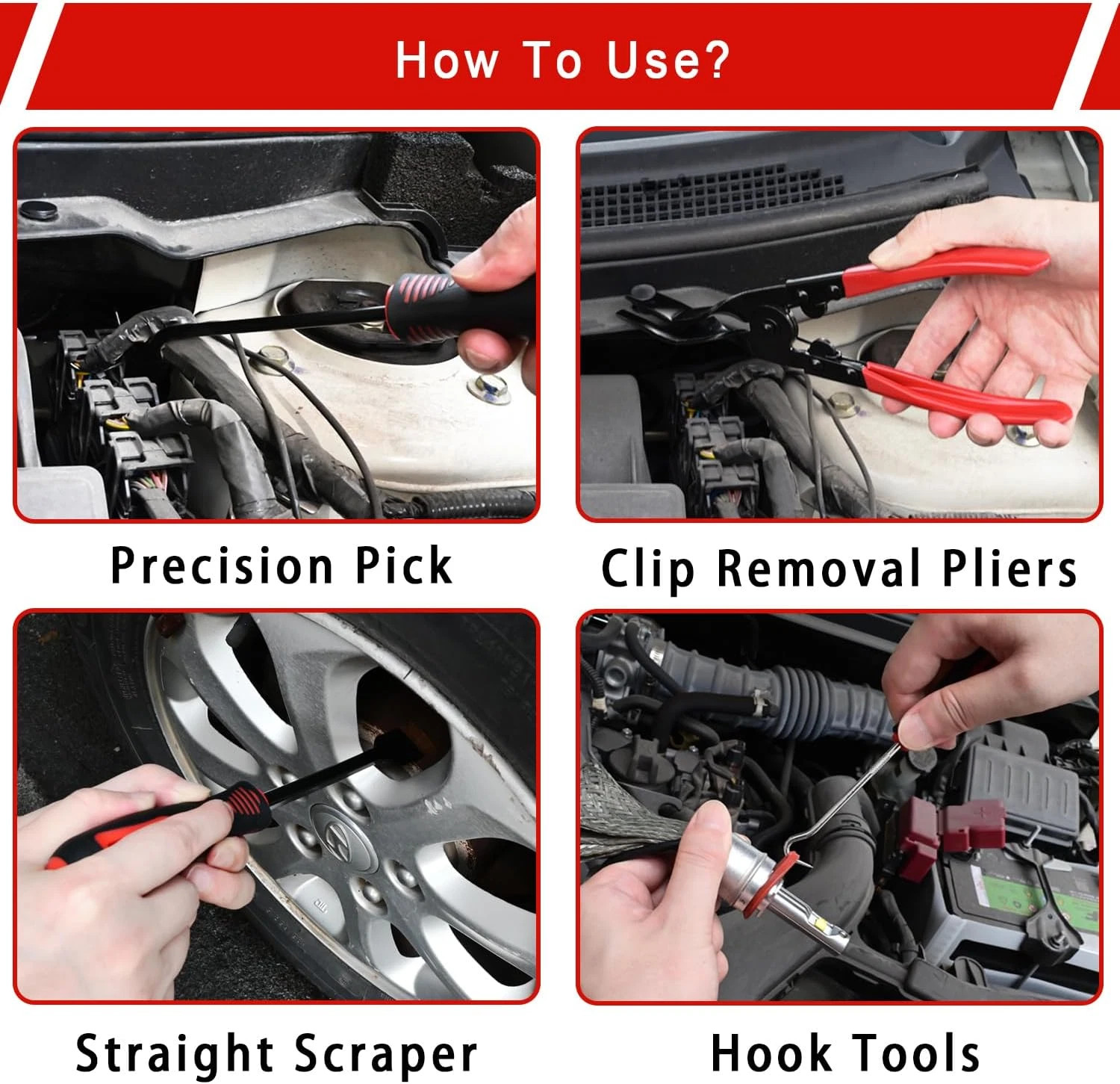 17 Auto Trim Removal Tool Kit Car Panel Door Window Fastener Remover Pry Too Set