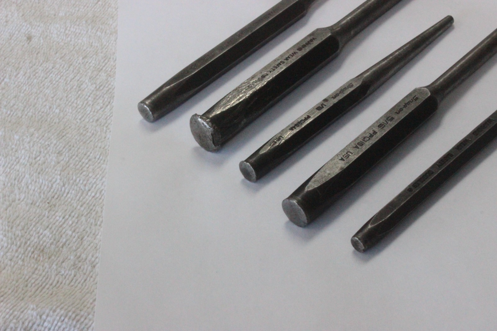 Lot Of 5 Snap On Punches (ppc108la,204a,110a,112a,812b, USA
