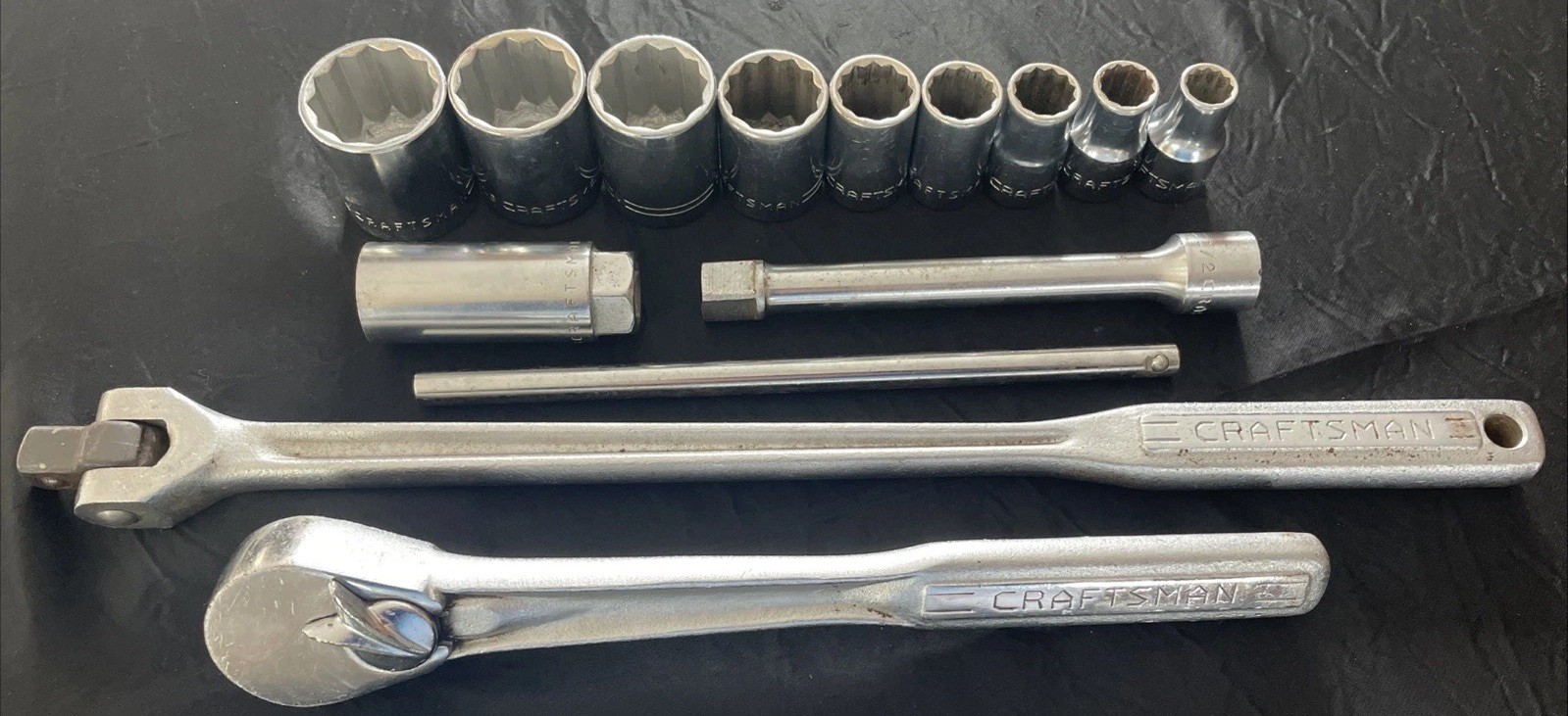 Craftsman =V= Series 1/2″ Drive 14 pc SAE 12 Point Socket Set USA Made |FREE S&H