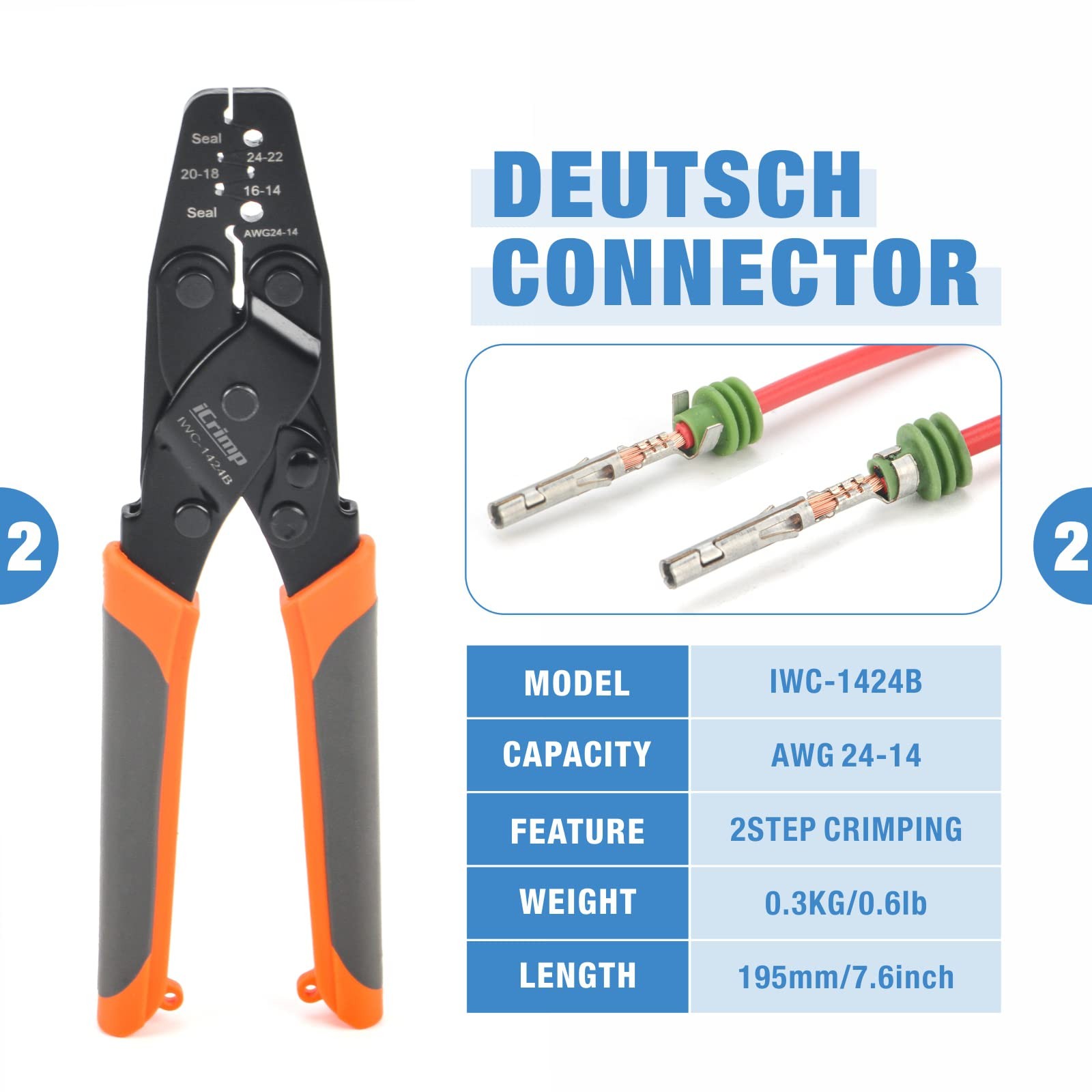 8PCS Deutsch Connector Crimping Tool Weather Removal DT & DTM connectors Chrome