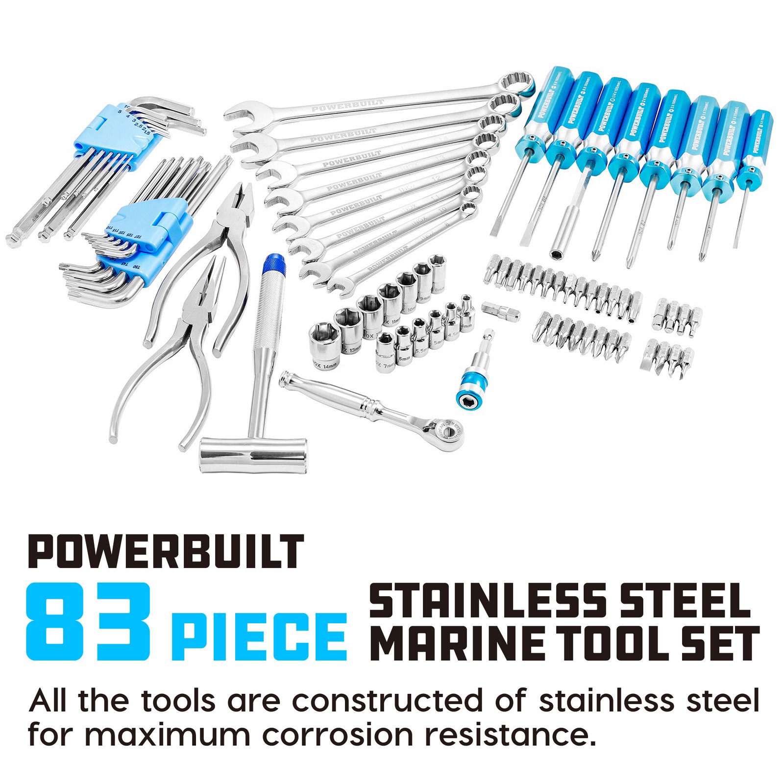 Powerbuilt 83 Piece Stainless Steel Marine Tool Set – 642411
