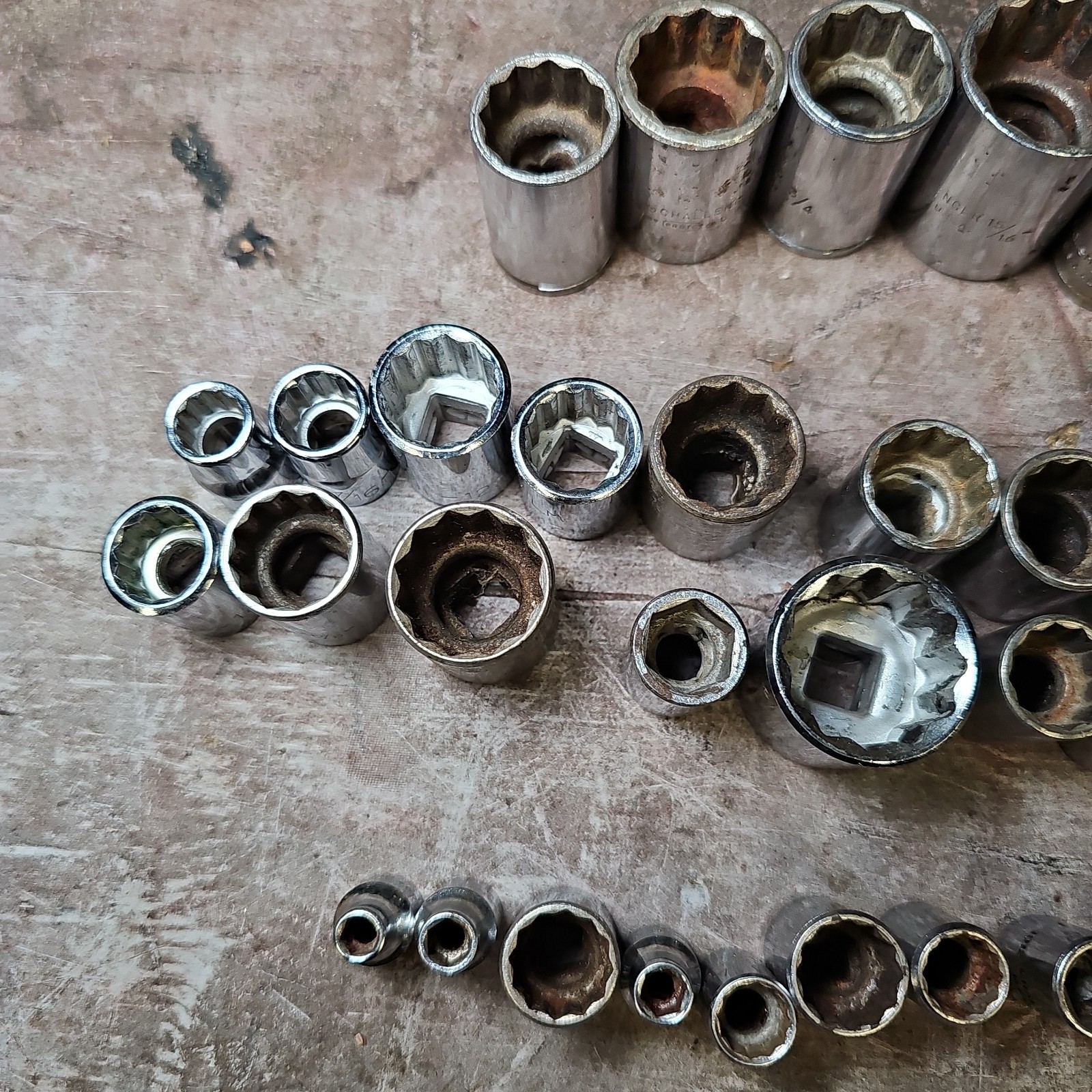 31-Pc Proto & Challenger USA Socket Lot Mixed Sizes 1/4” 3/8” 1/2” Drive