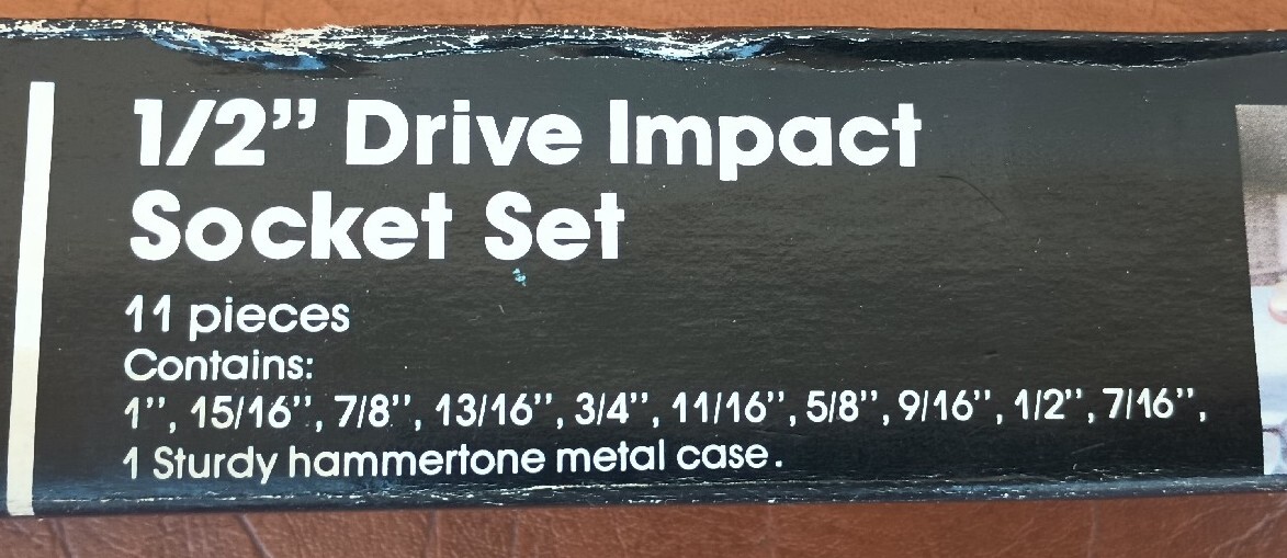 NOS Allied 1/2″ Drive SAE Impact Socket Set 11 Pieces in Metal Case 47-PS12
