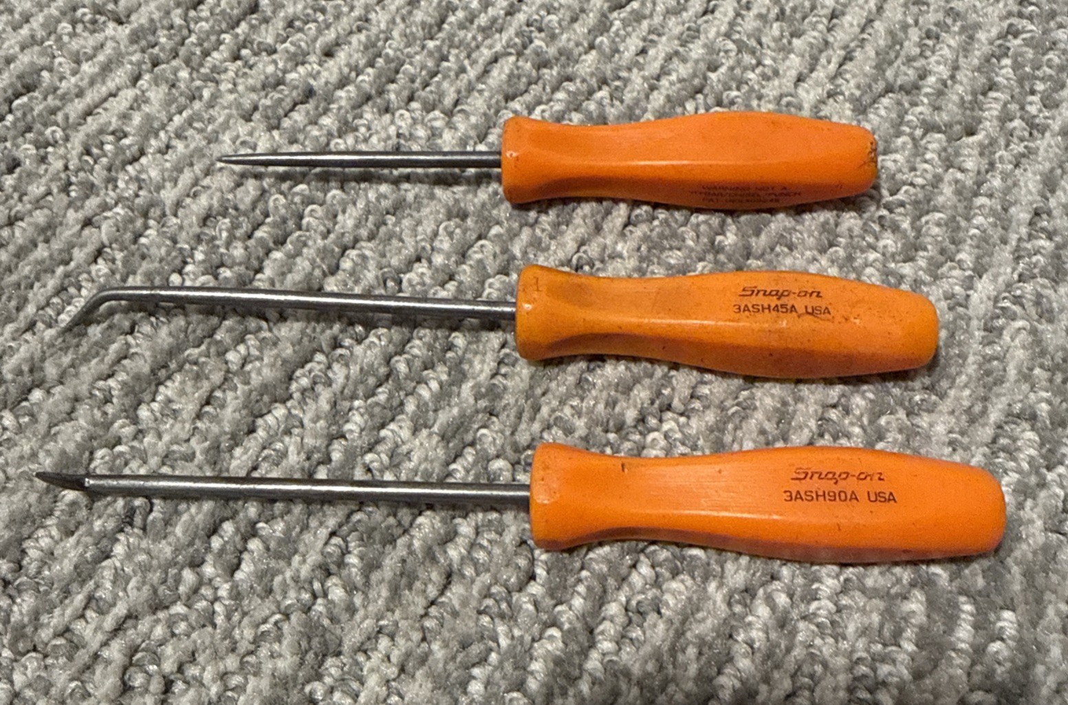 Snap-on Tools 3ASH Tools Set Of 3 Orange Hard Handle USA