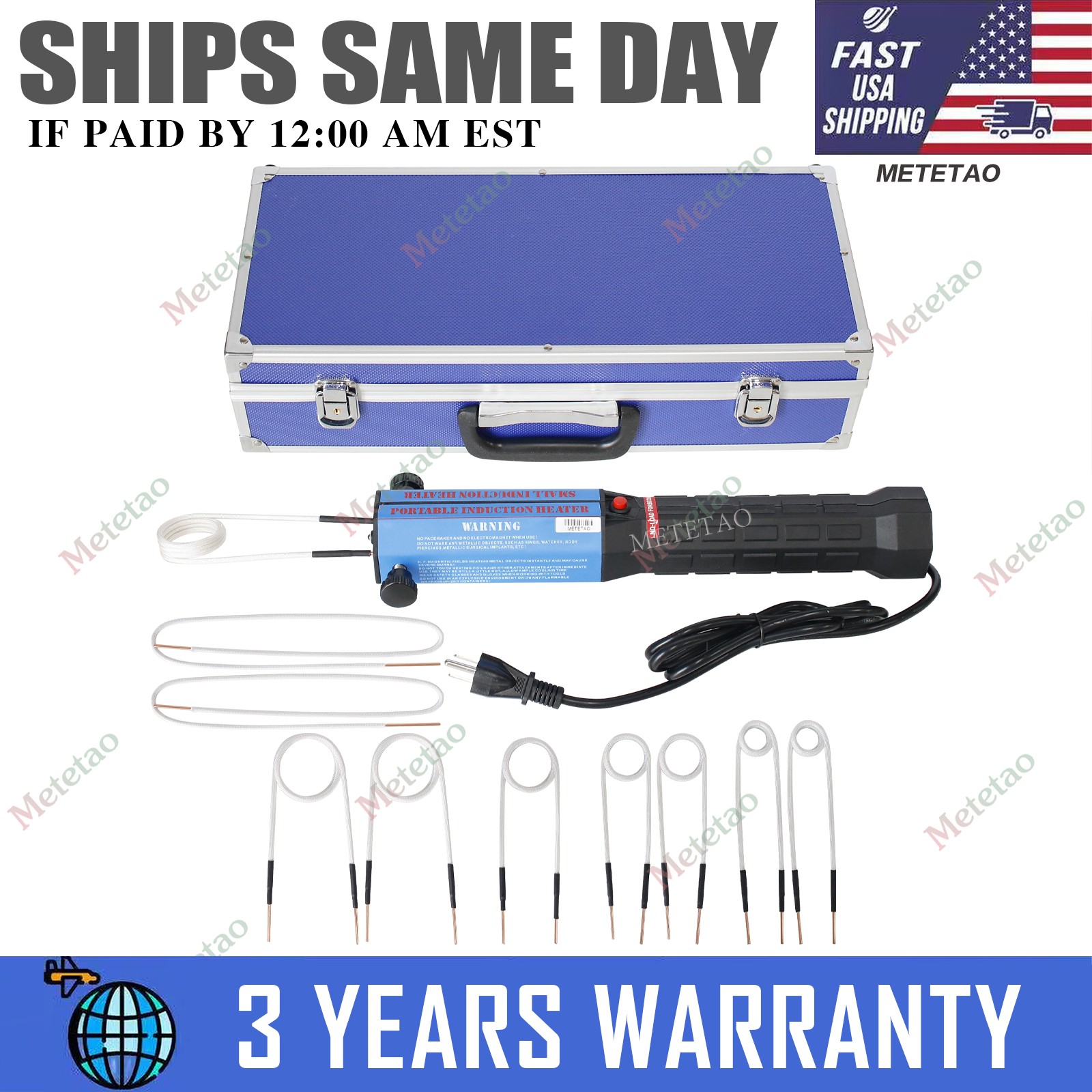 1300W Induction Heater Magnetic Induction Heater Kit 10 Coils Thermal Protection