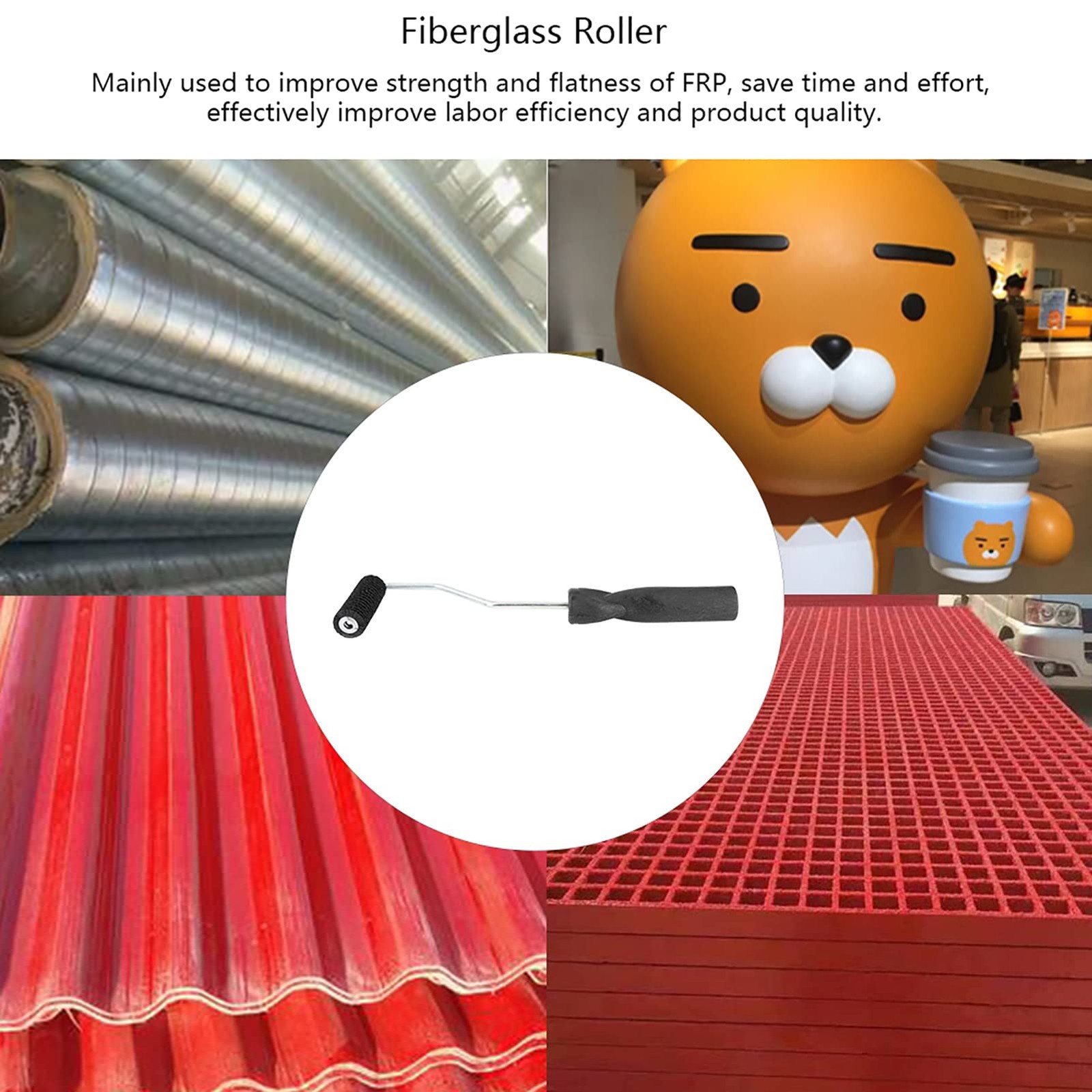 Fiberglass Bubble Roller Tool 22x75mm Resin Air Remover Laminating