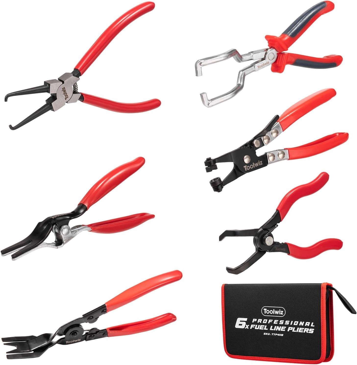 6-Piece Fuel Line Pliers Set for Automotive Repair – Carbon Steel Tools with Bag
