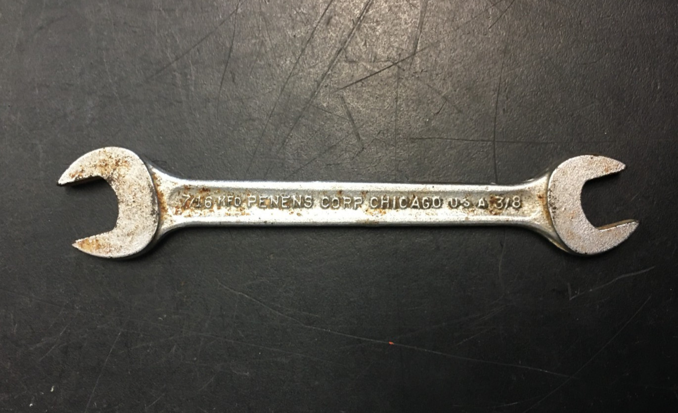 Penens Corp Chicago USA 7/16″ x 3/8″ Double Open End Wrench, USA, VINTAGE